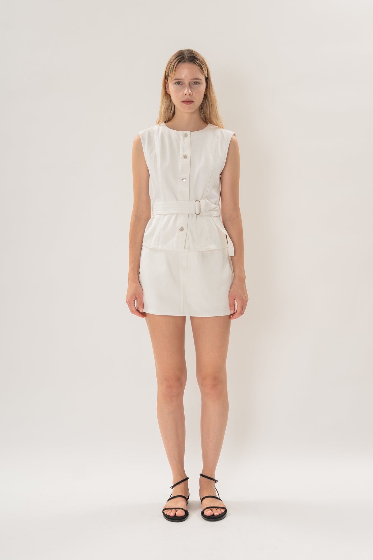 Classic Denim Skort in White