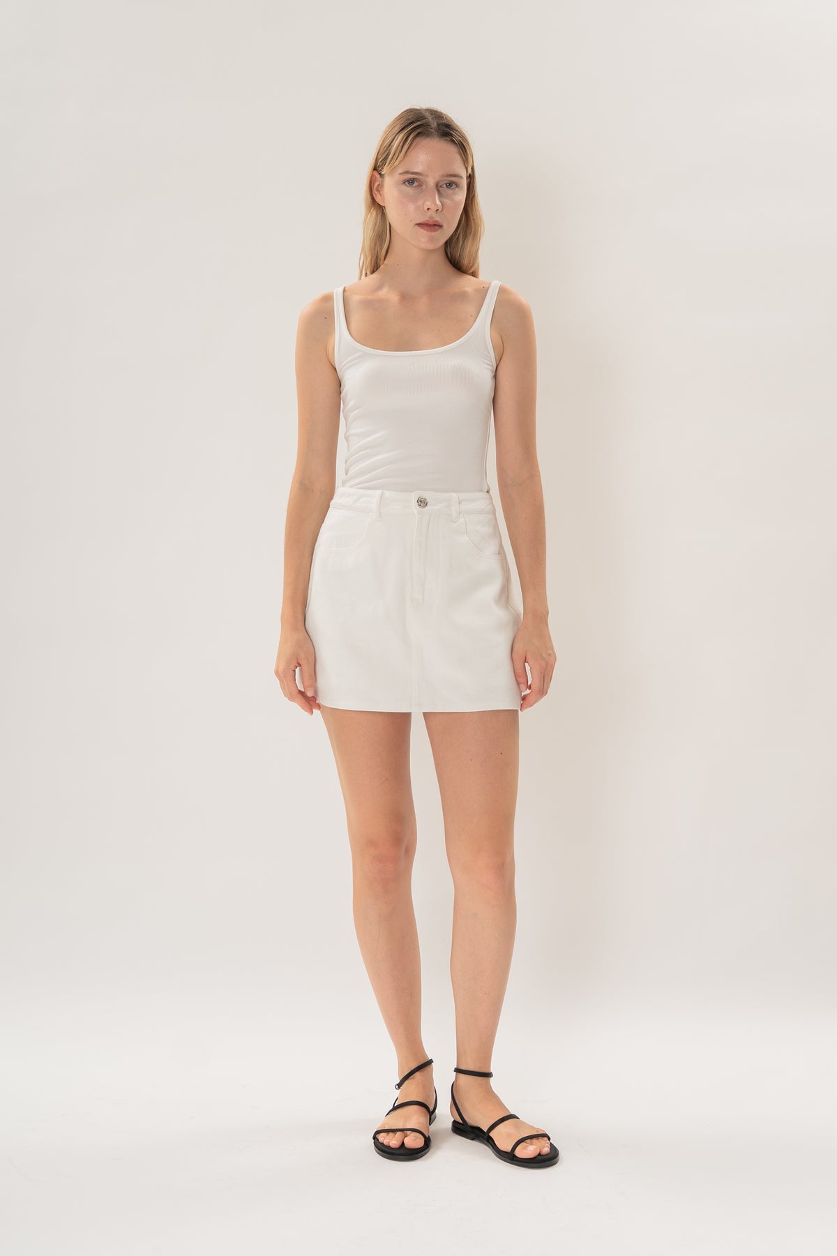 Classic Denim Skort in White