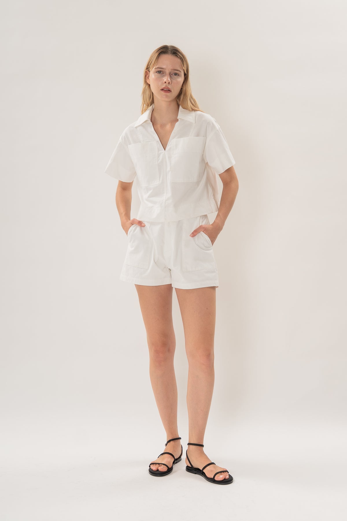 Collared Boxy Denim Shirt in White
