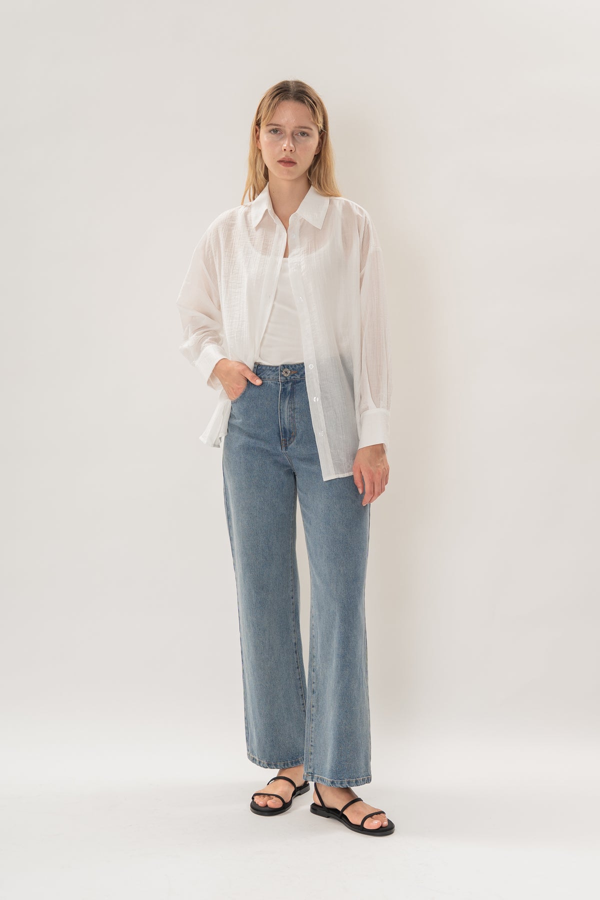 Relaxed Sheer Shirt in White