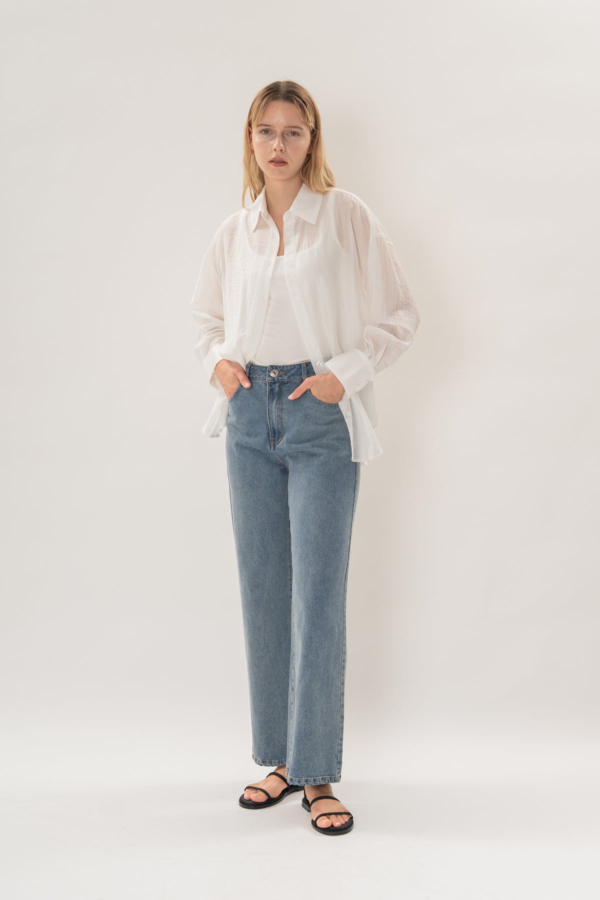 Relaxed Sheer Shirt in White