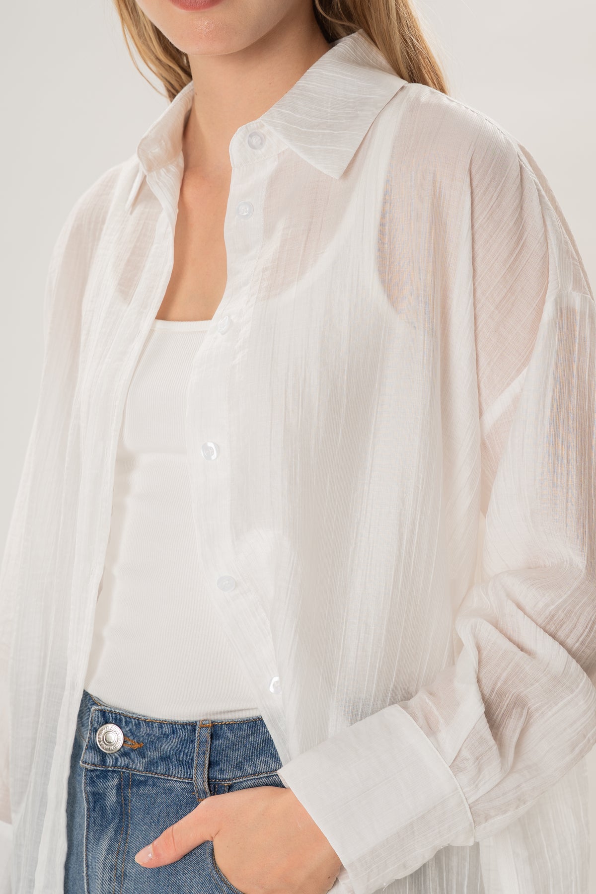 Relaxed Sheer Shirt in White