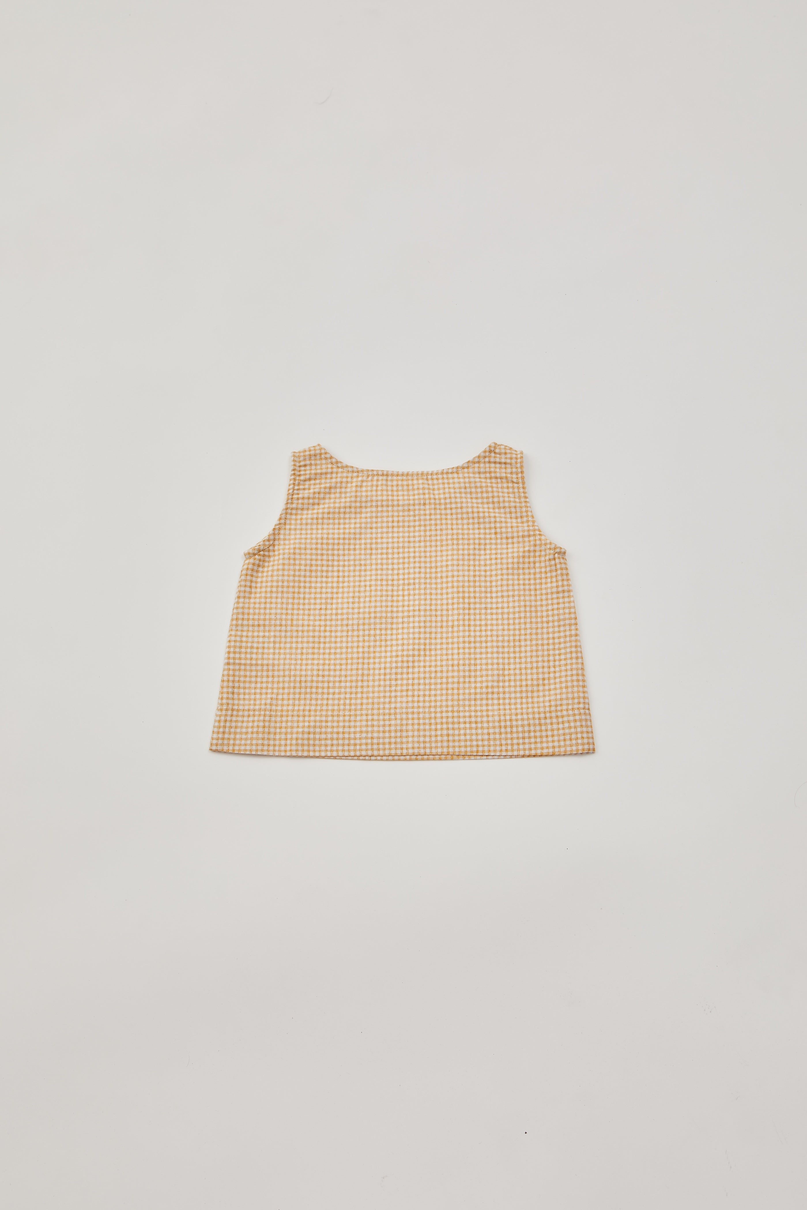 Mini Gingham Sleeveless Blouse in Yellow