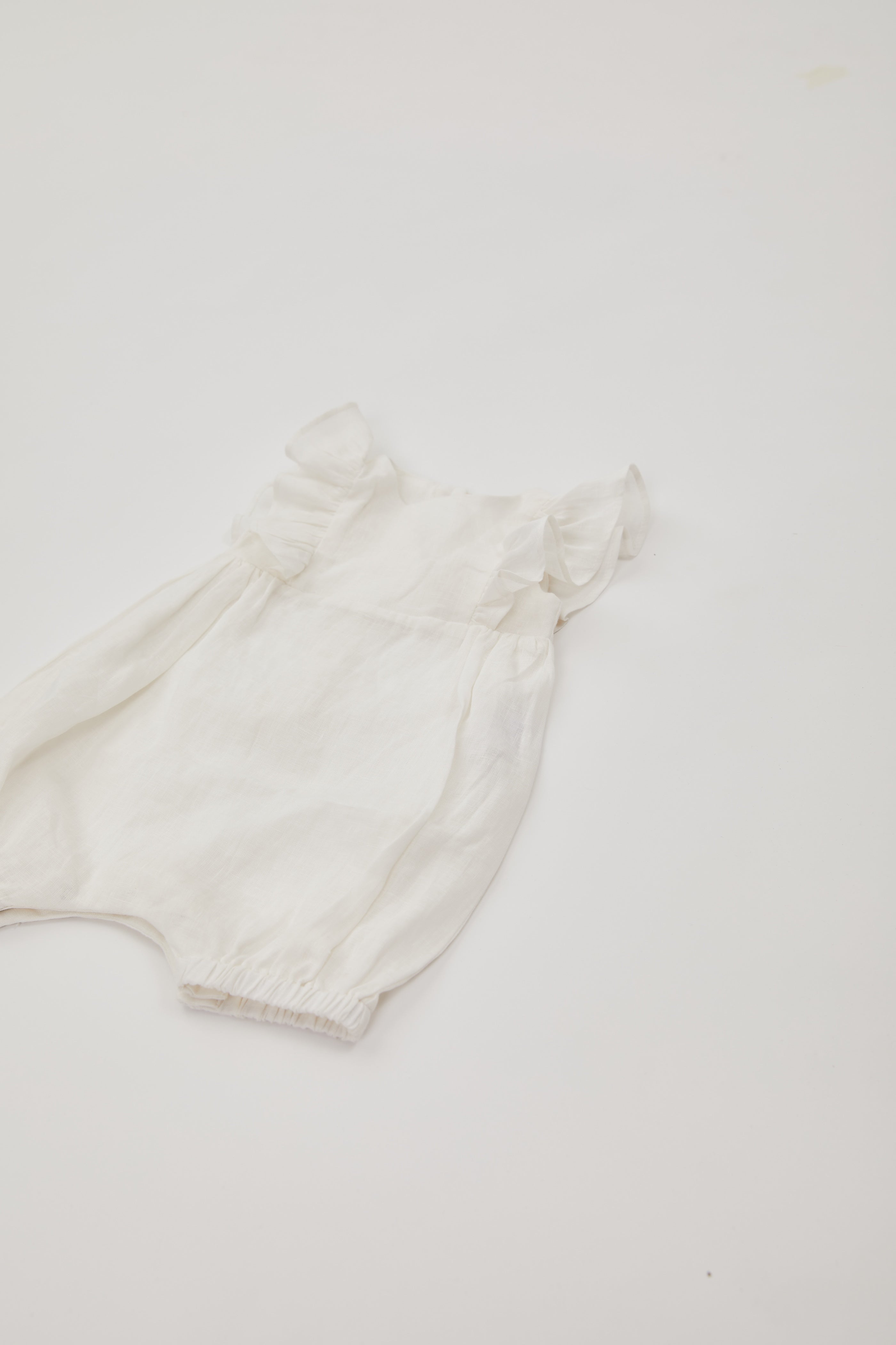 Mini Linen Romper in White