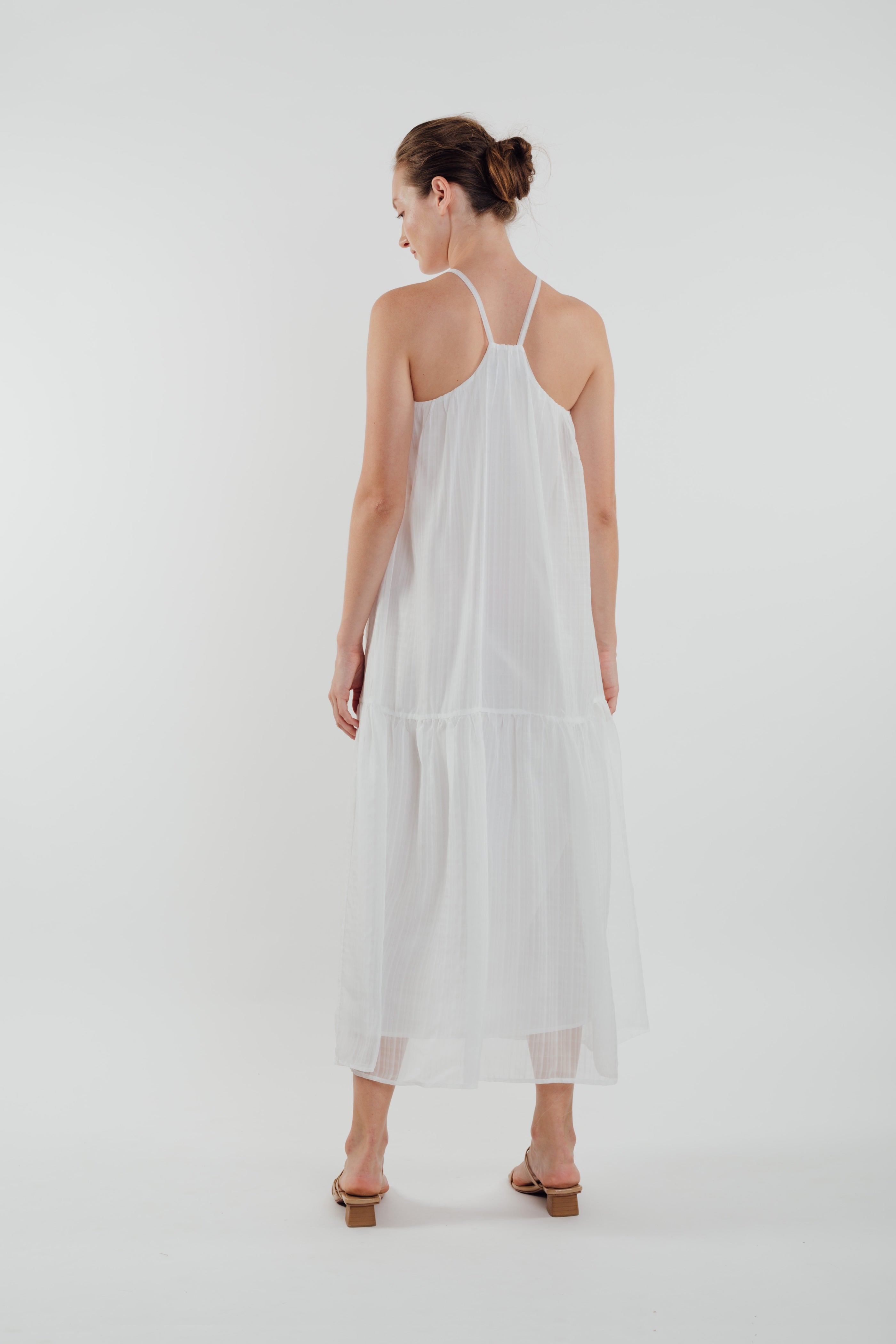 Chiffon Tiered Maxi Dress in White (Sale)