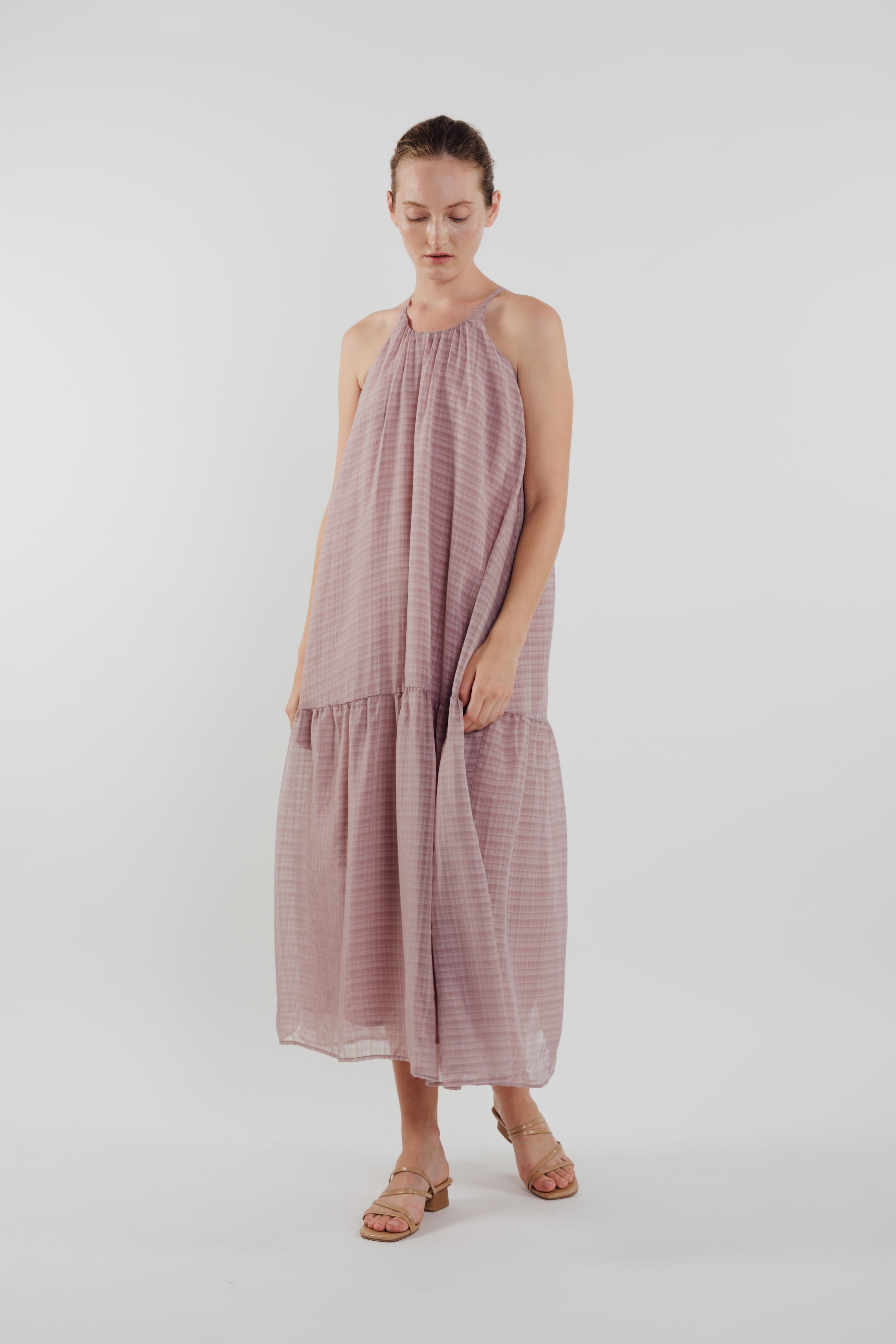 Chiffon Tiered Maxi Dress in Rose