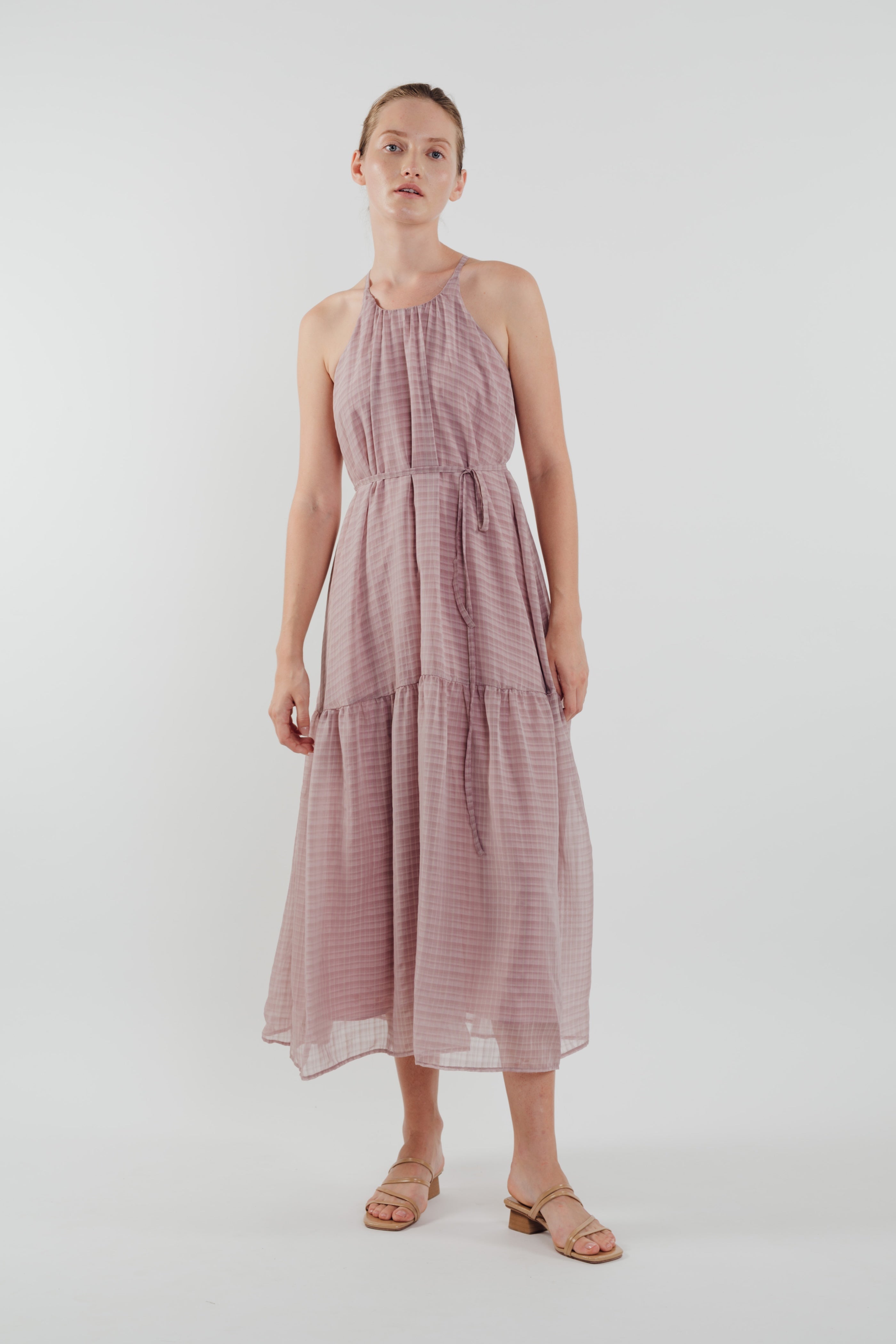 Chiffon Tiered Maxi Dress in Rose