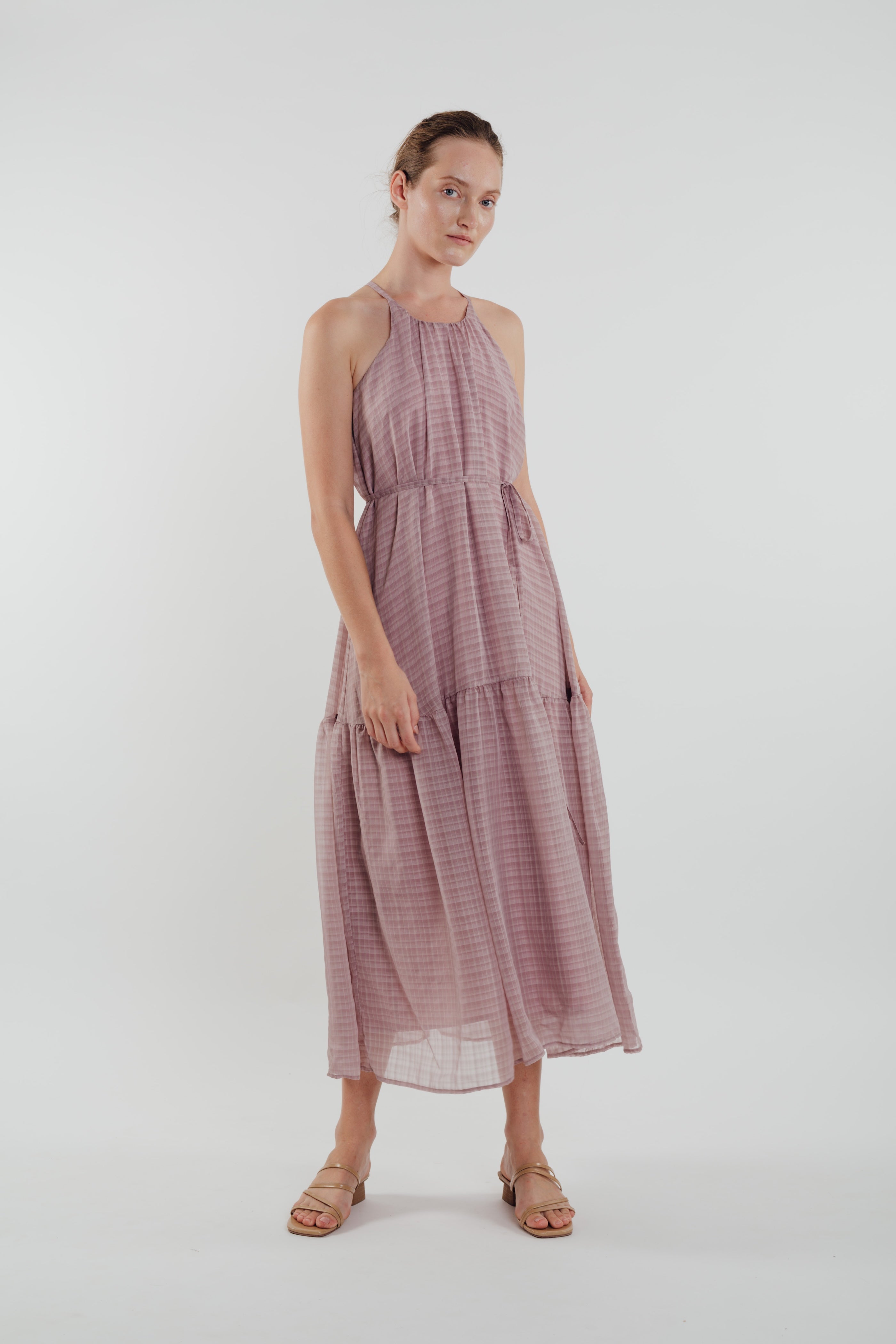 Chiffon Tiered Maxi Dress in Rose