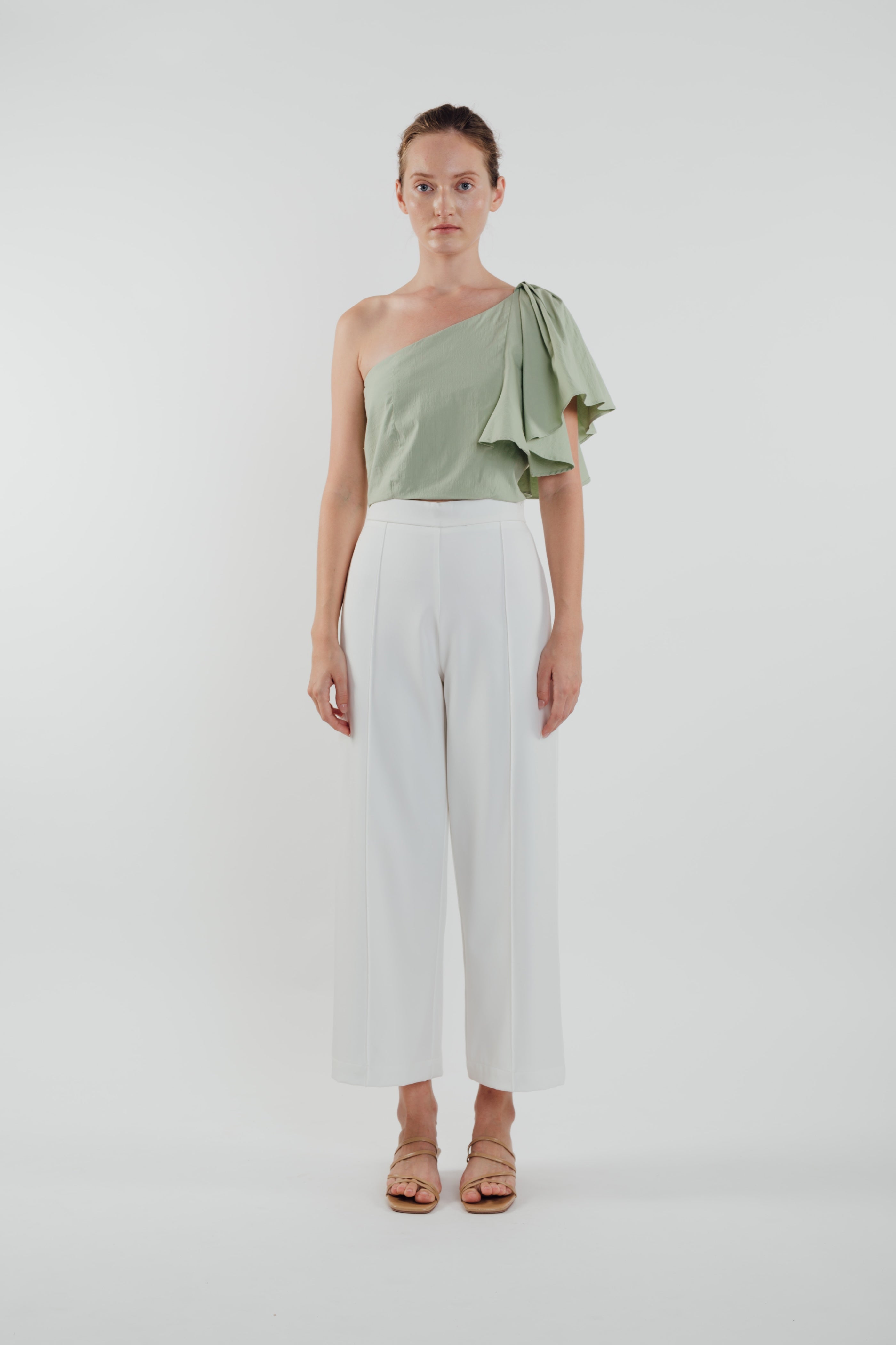Toga Top with Frilled Sleeve in Sage (Sale)