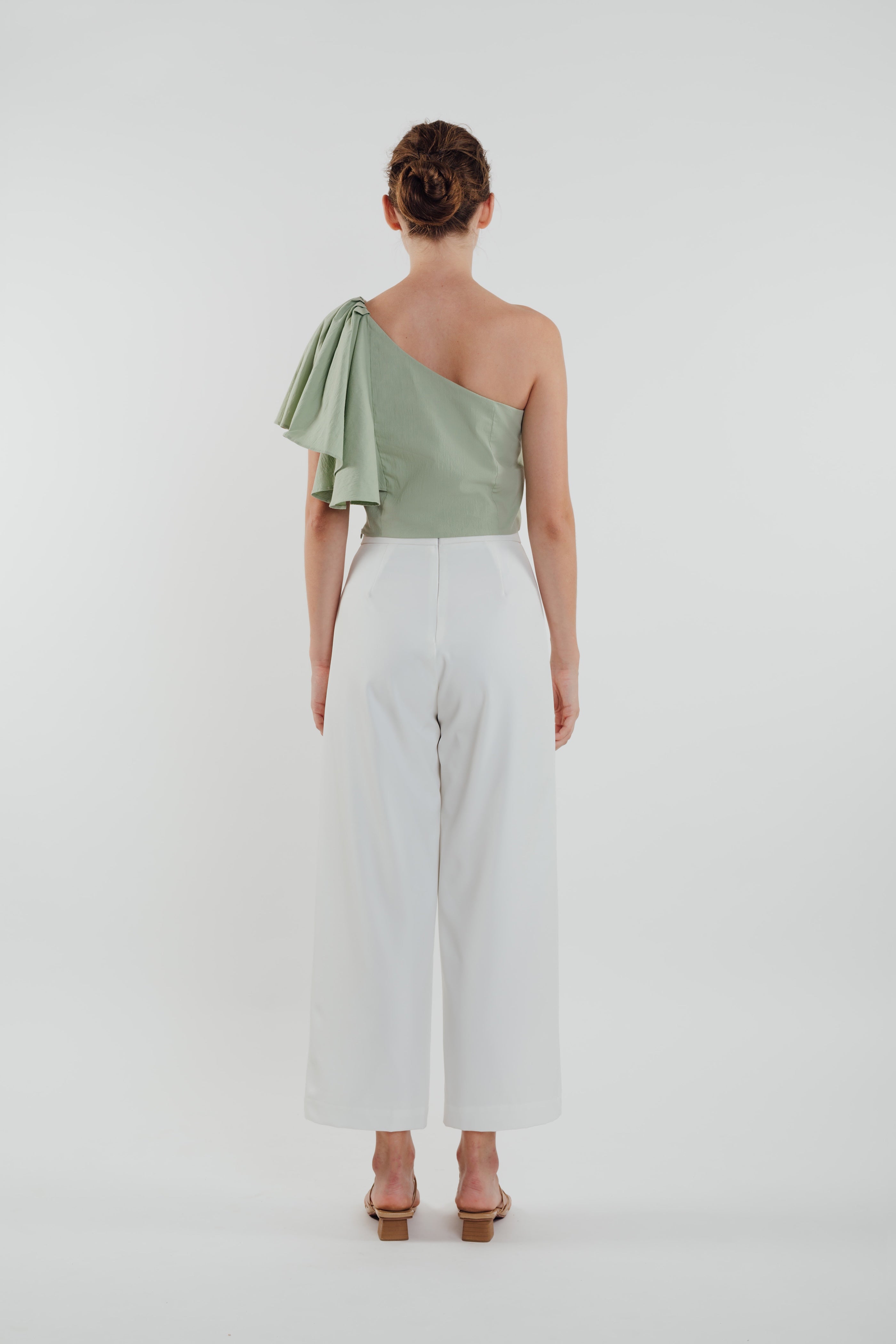 Toga Top with Frilled Sleeve in Sage (Sale)