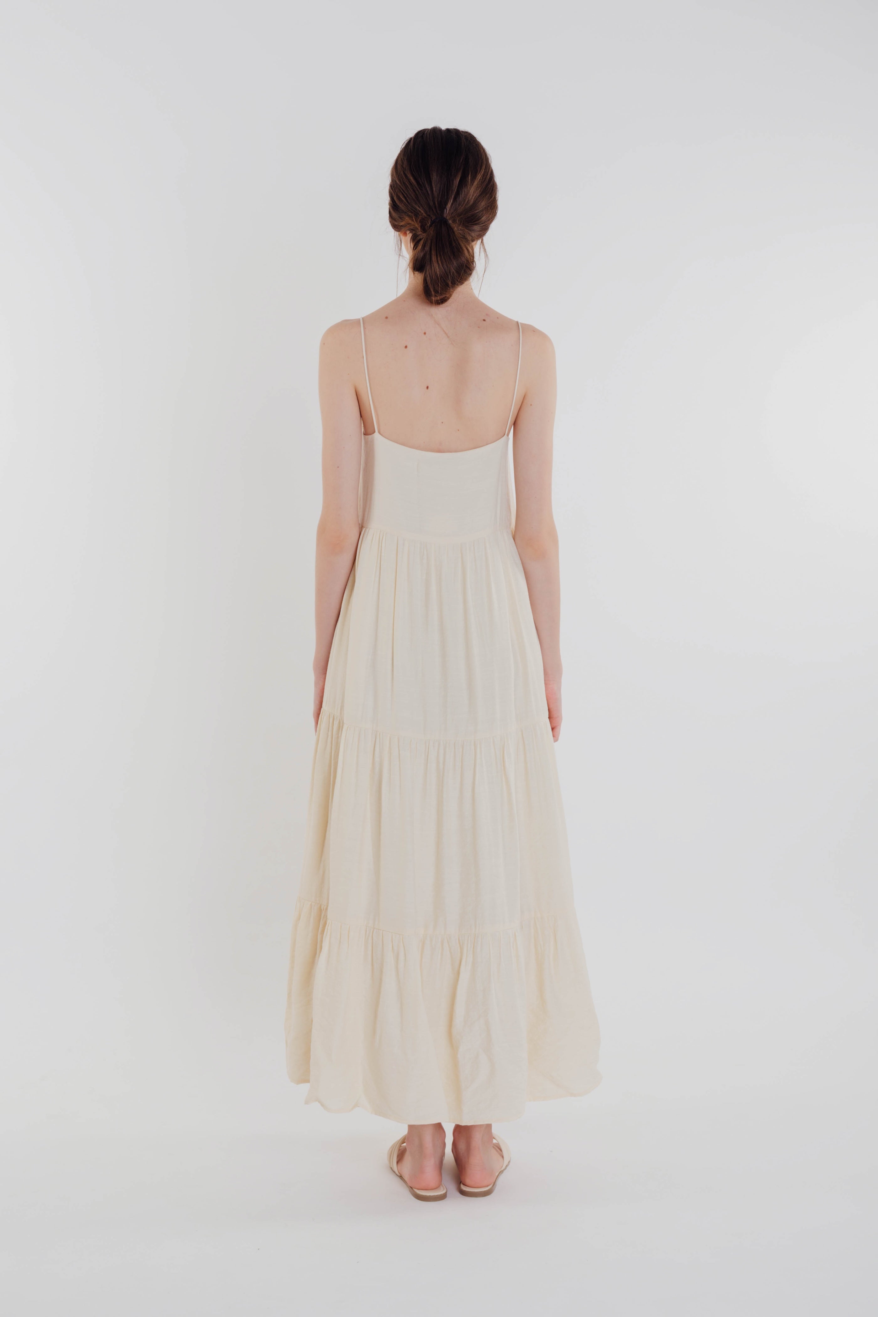 Tencel Tiered Maxi Dress in Soft Yellow (Sale)