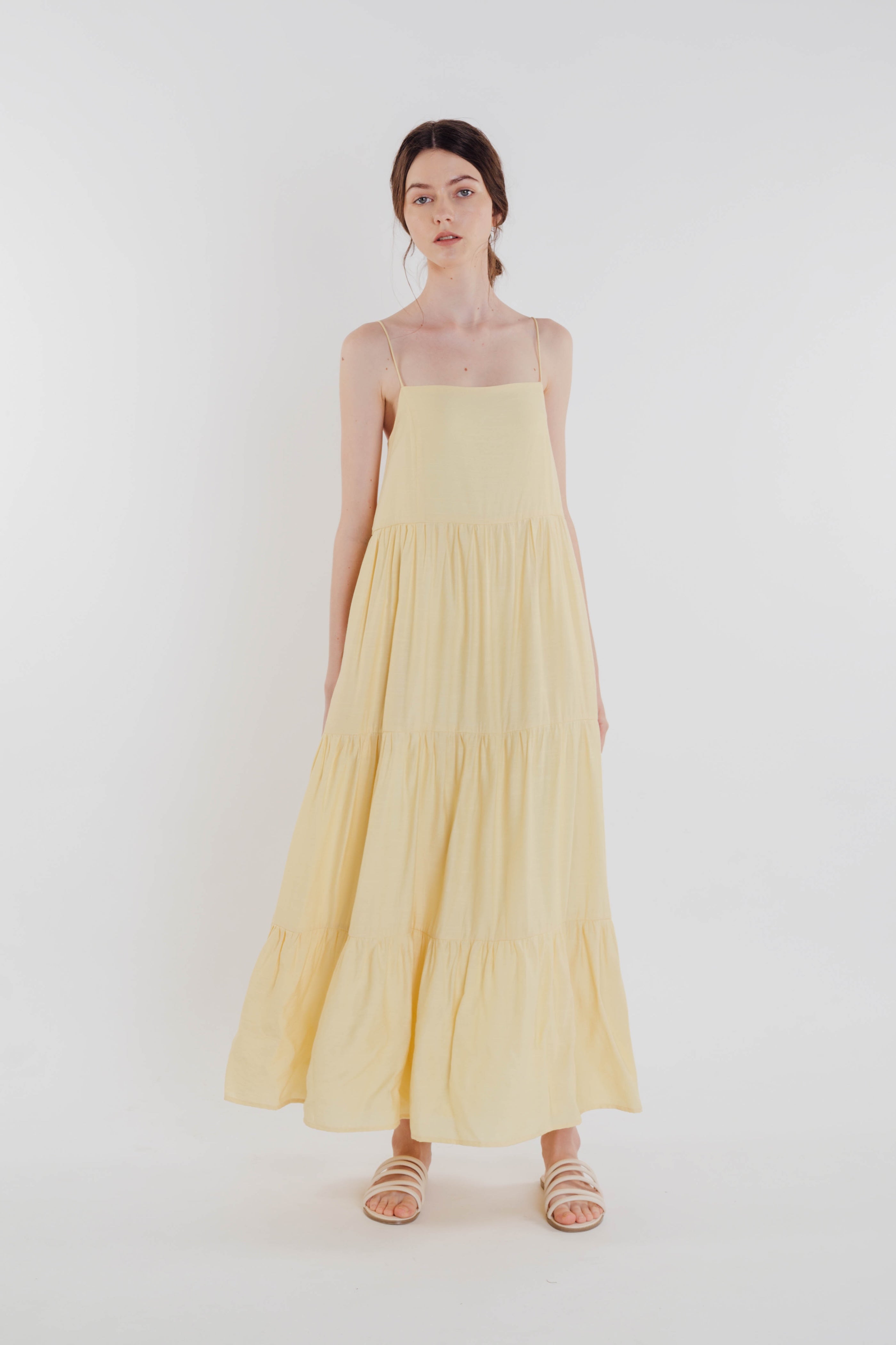 Tencel Tiered Maxi Dress in Yellow
