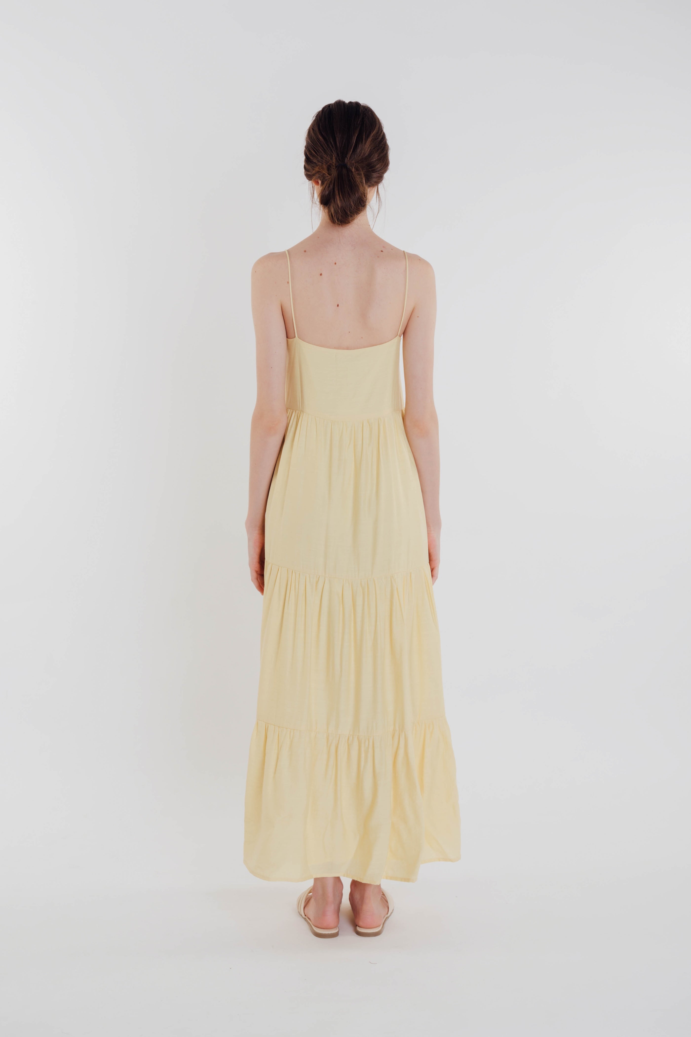 Tencel Tiered Maxi Dress in Yellow