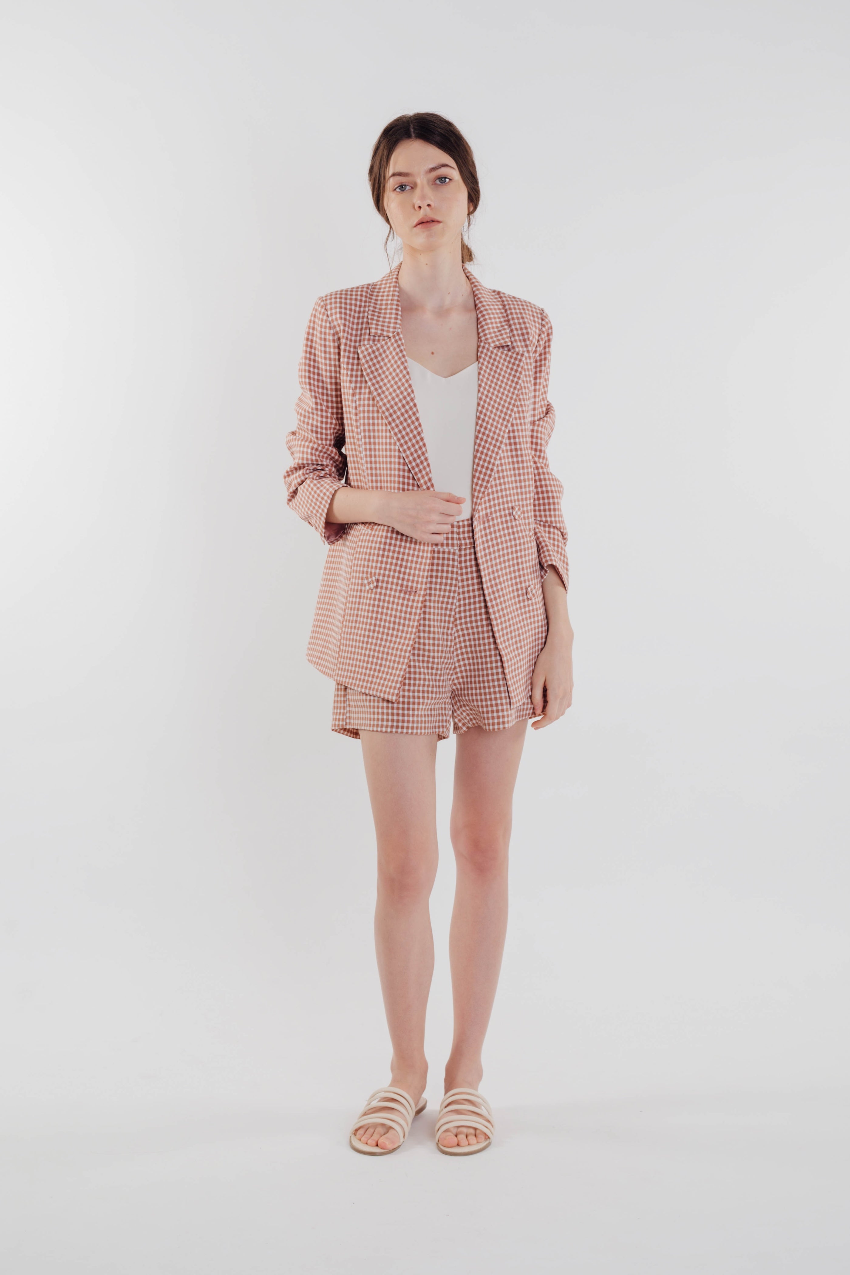 Gingham Blazer in Rose (Sale)