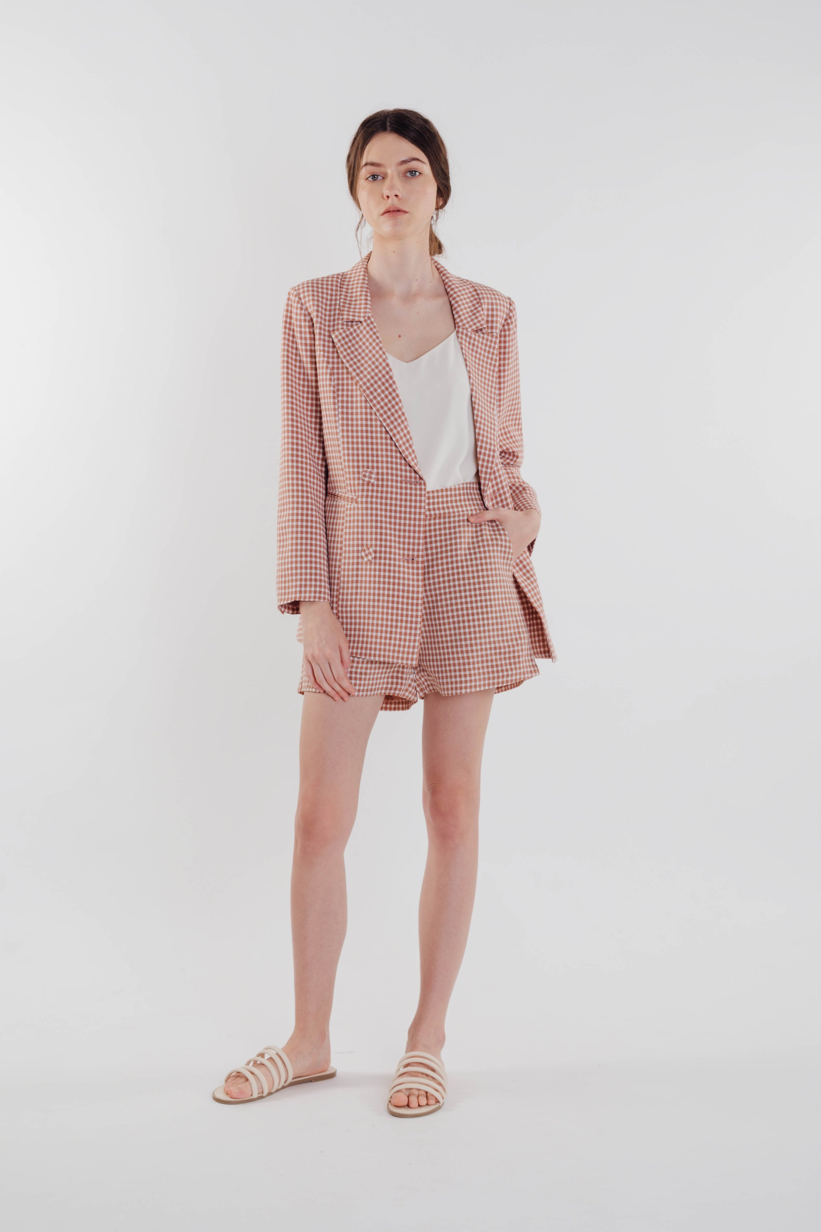 Gingham Blazer in Rose (Sale)