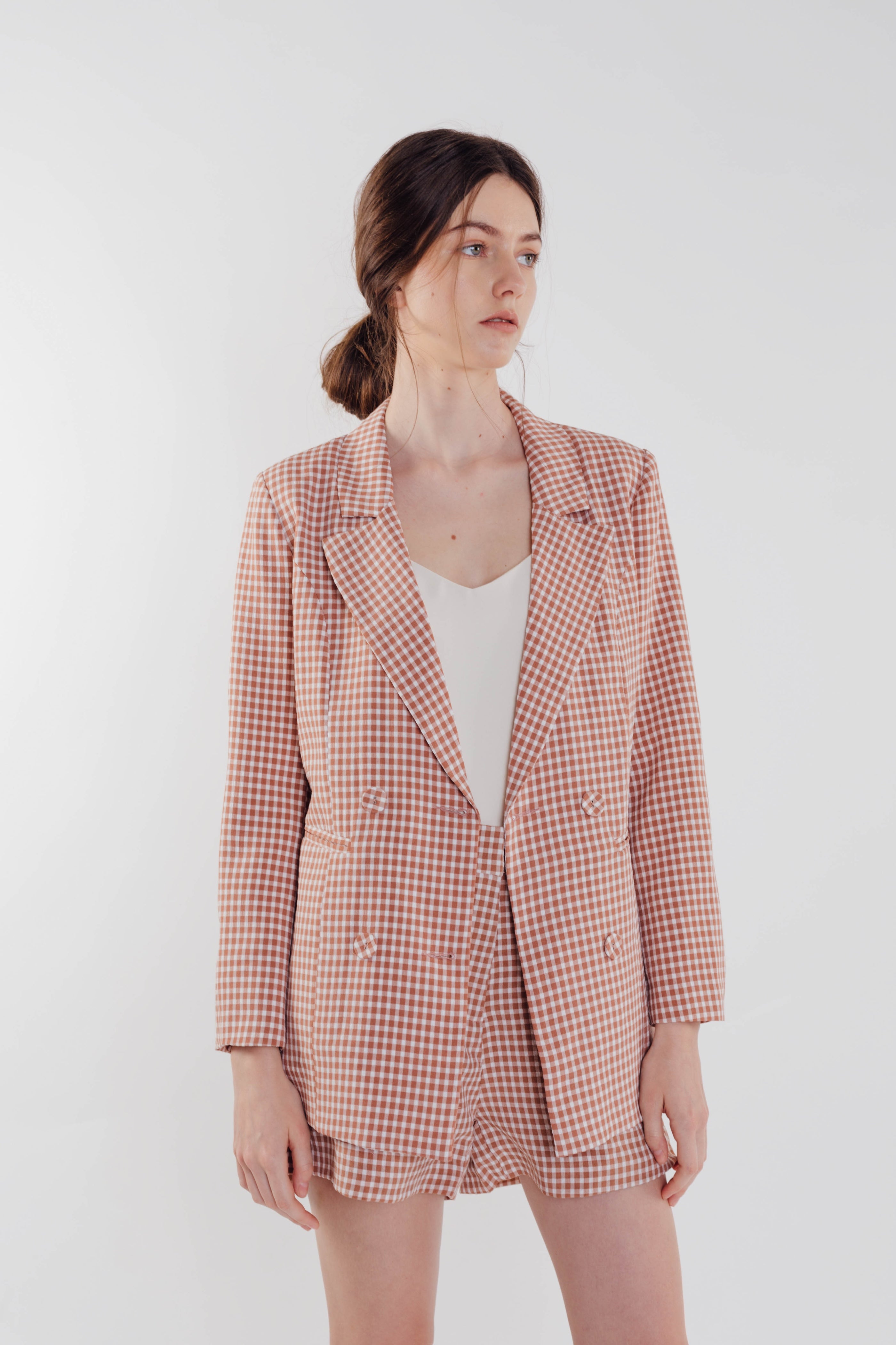 Gingham Blazer in Rose (Sale)