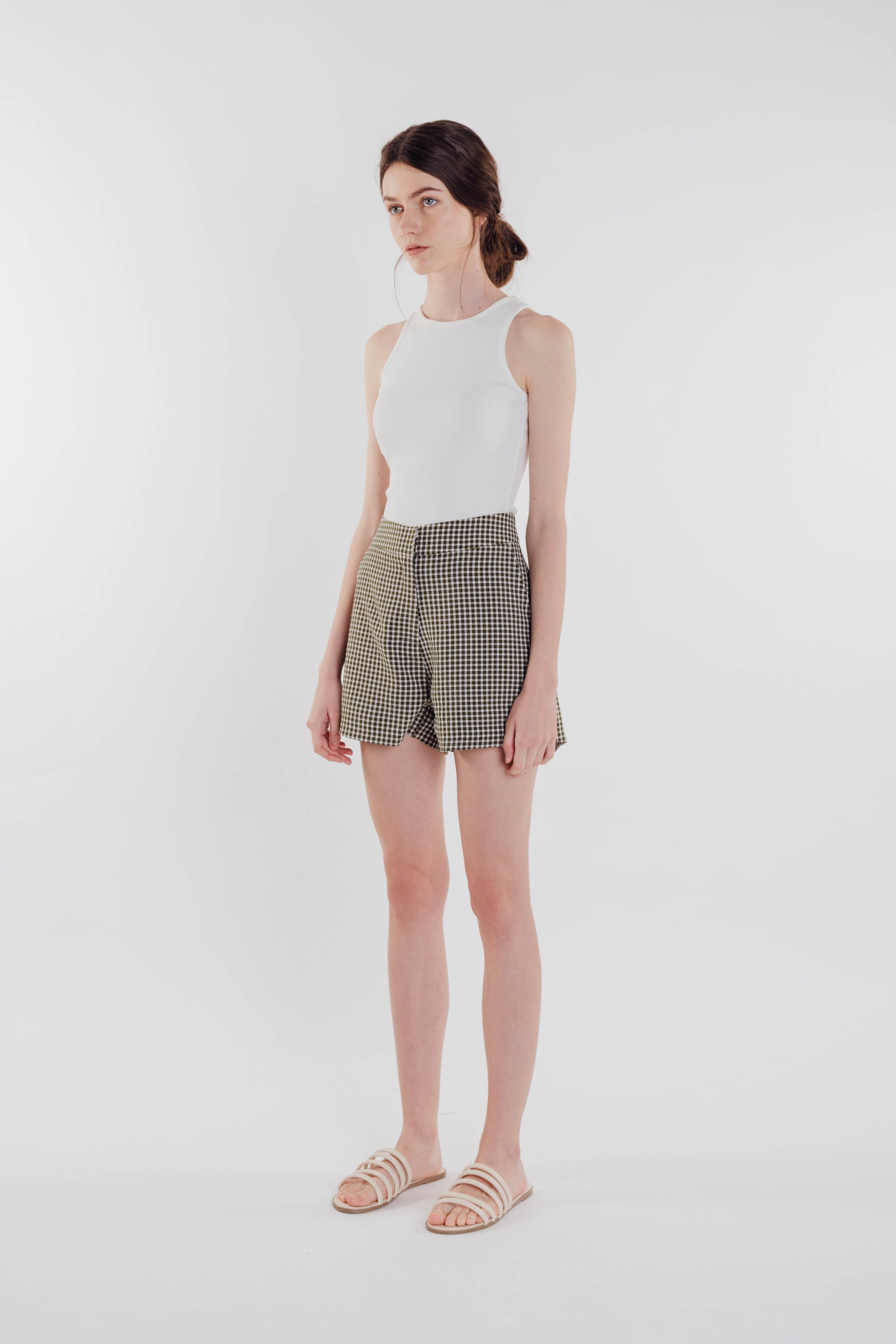 Gingham Shorts in Olive
