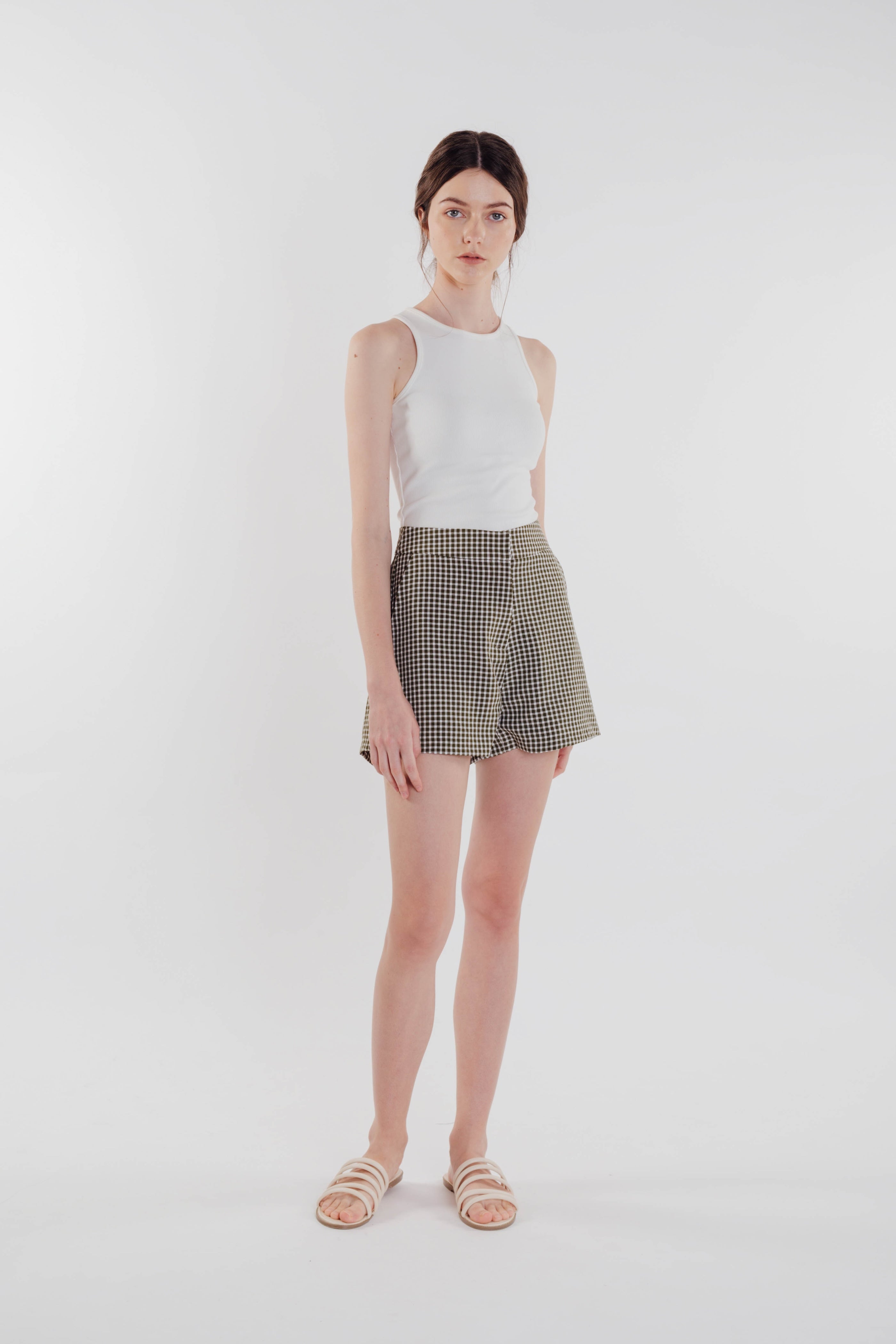 Gingham Shorts in Olive