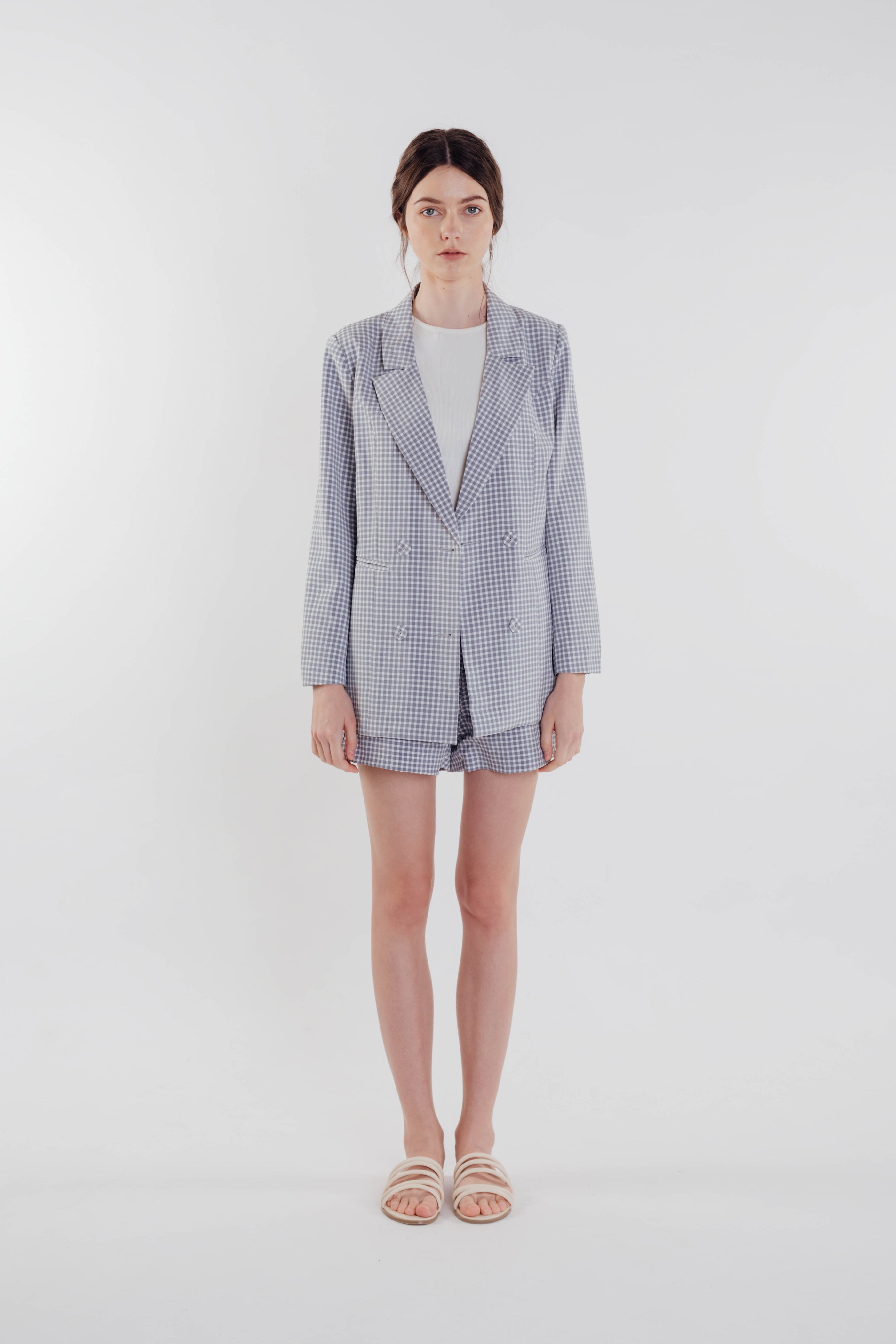 Gingham Blazer in Sky (Sale)