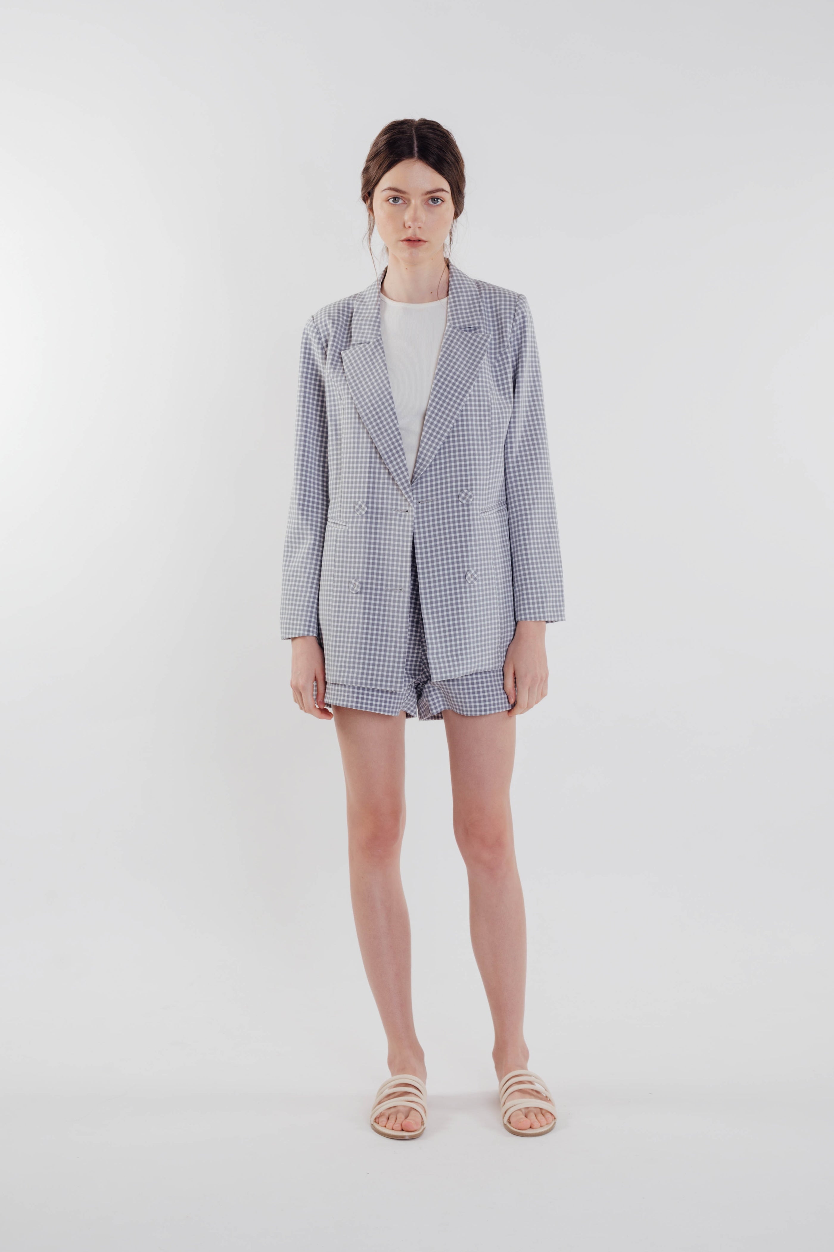 Gingham Blazer in Sky (Sale)