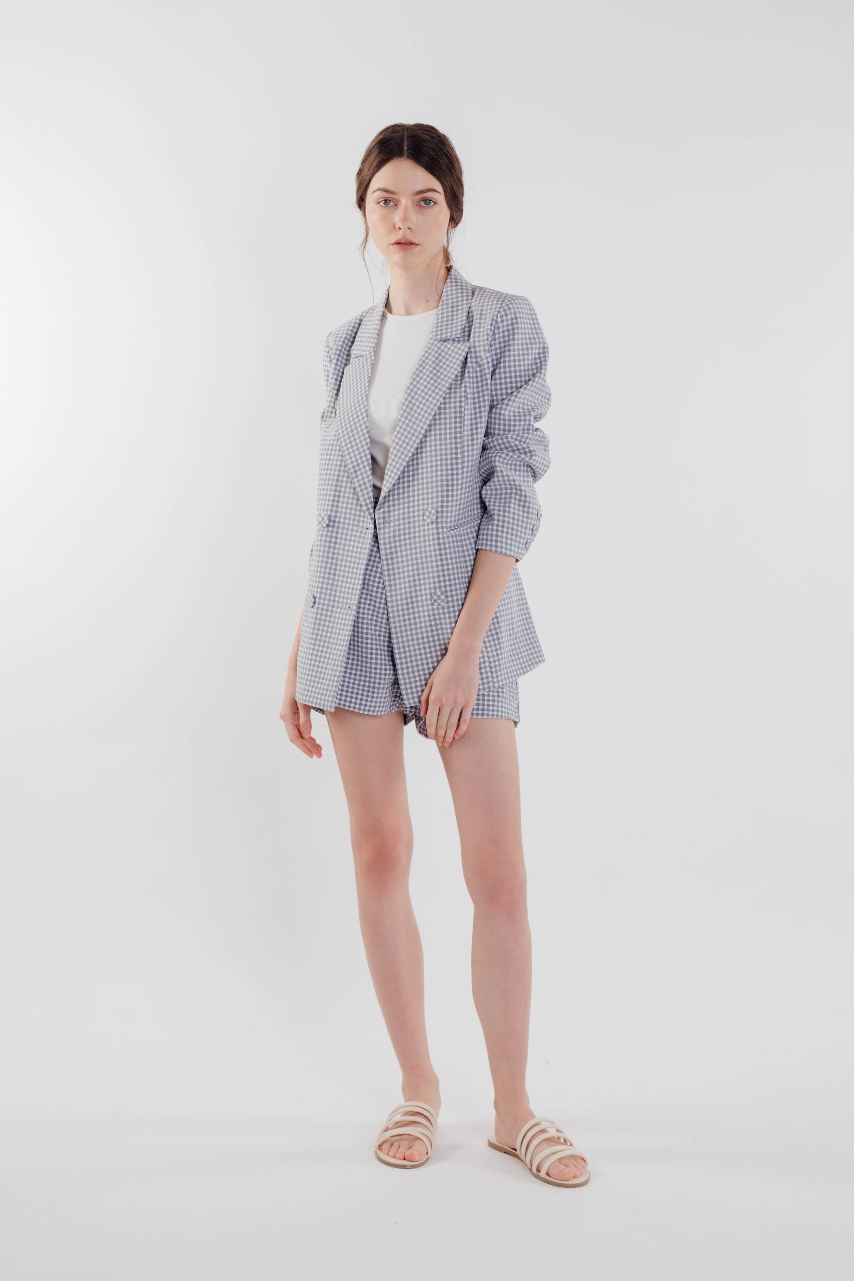 Gingham Blazer in Sky (Sale)