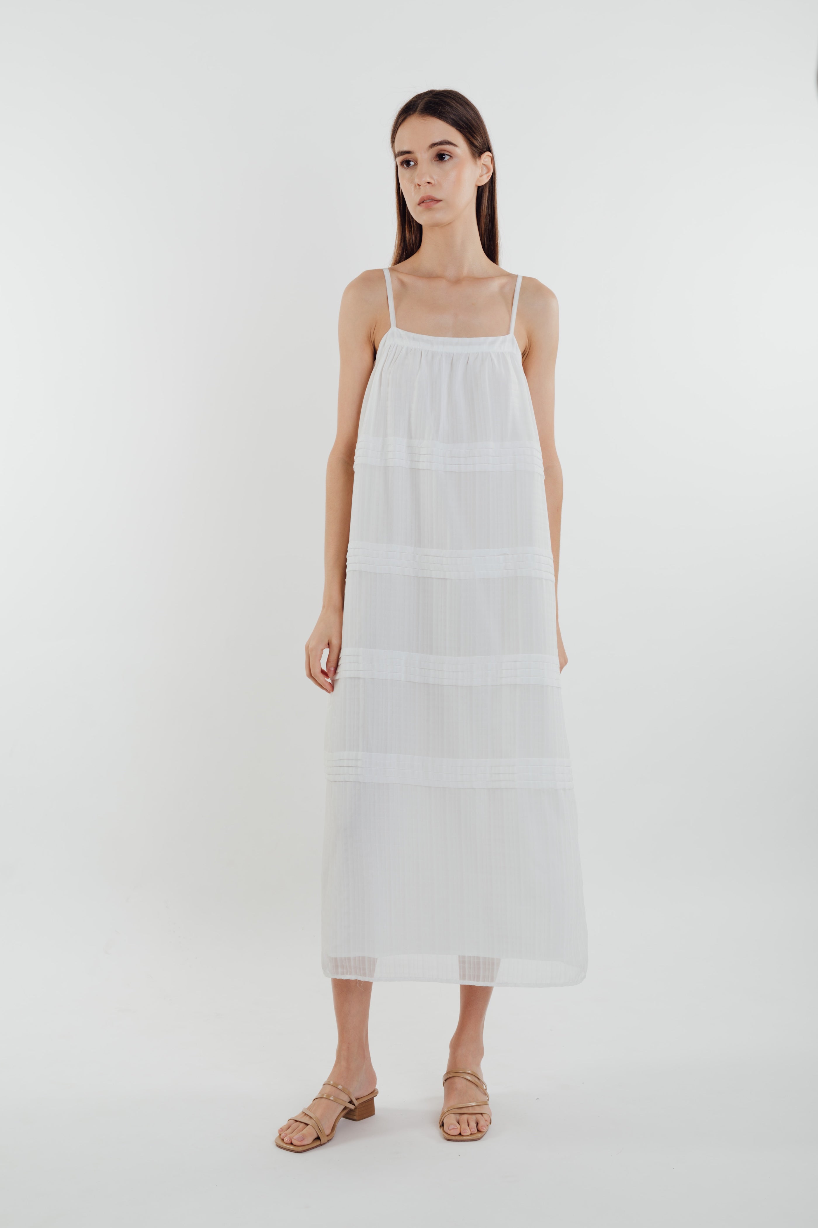 Panelled Midi Dress in White