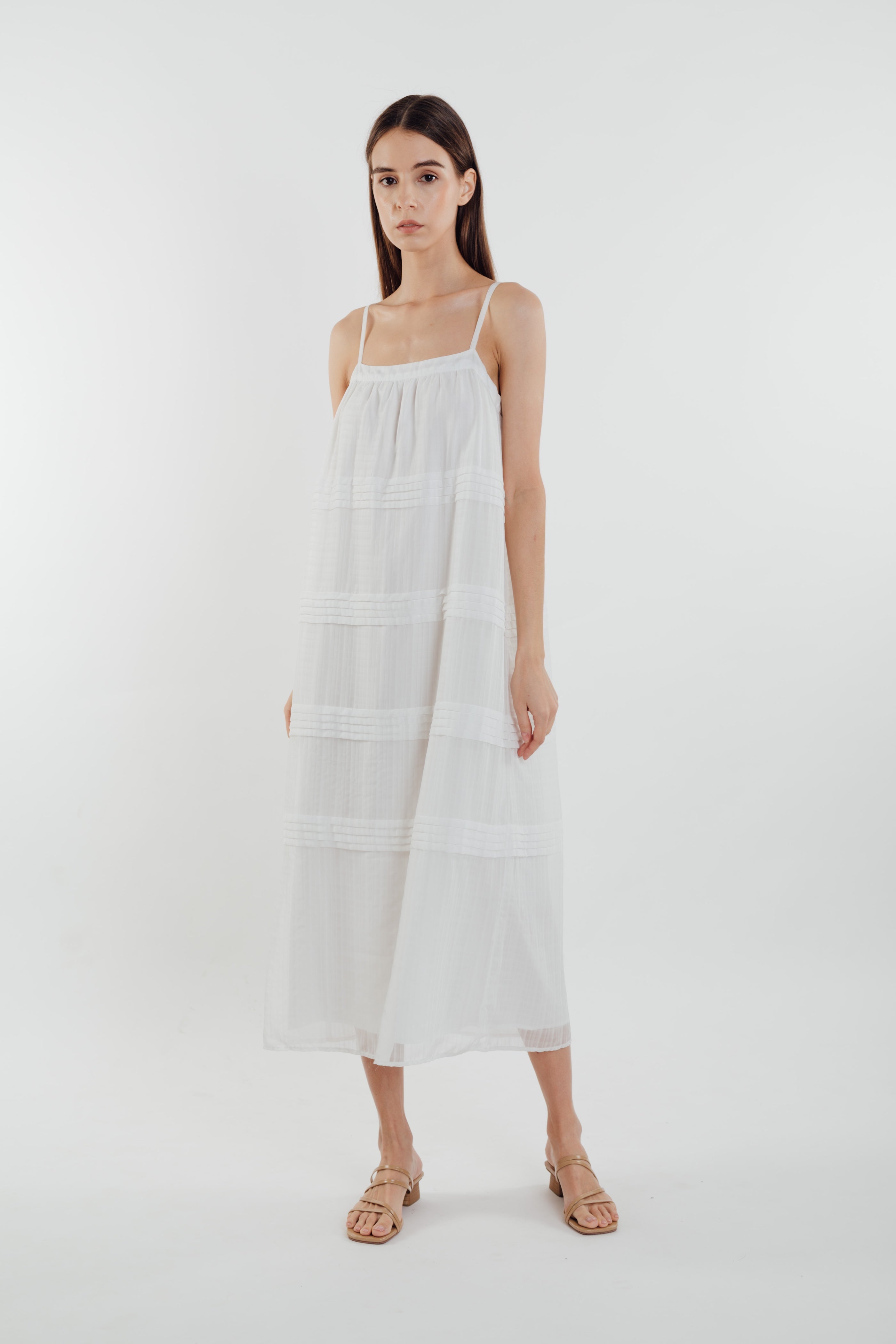 Panelled Midi Dress in White