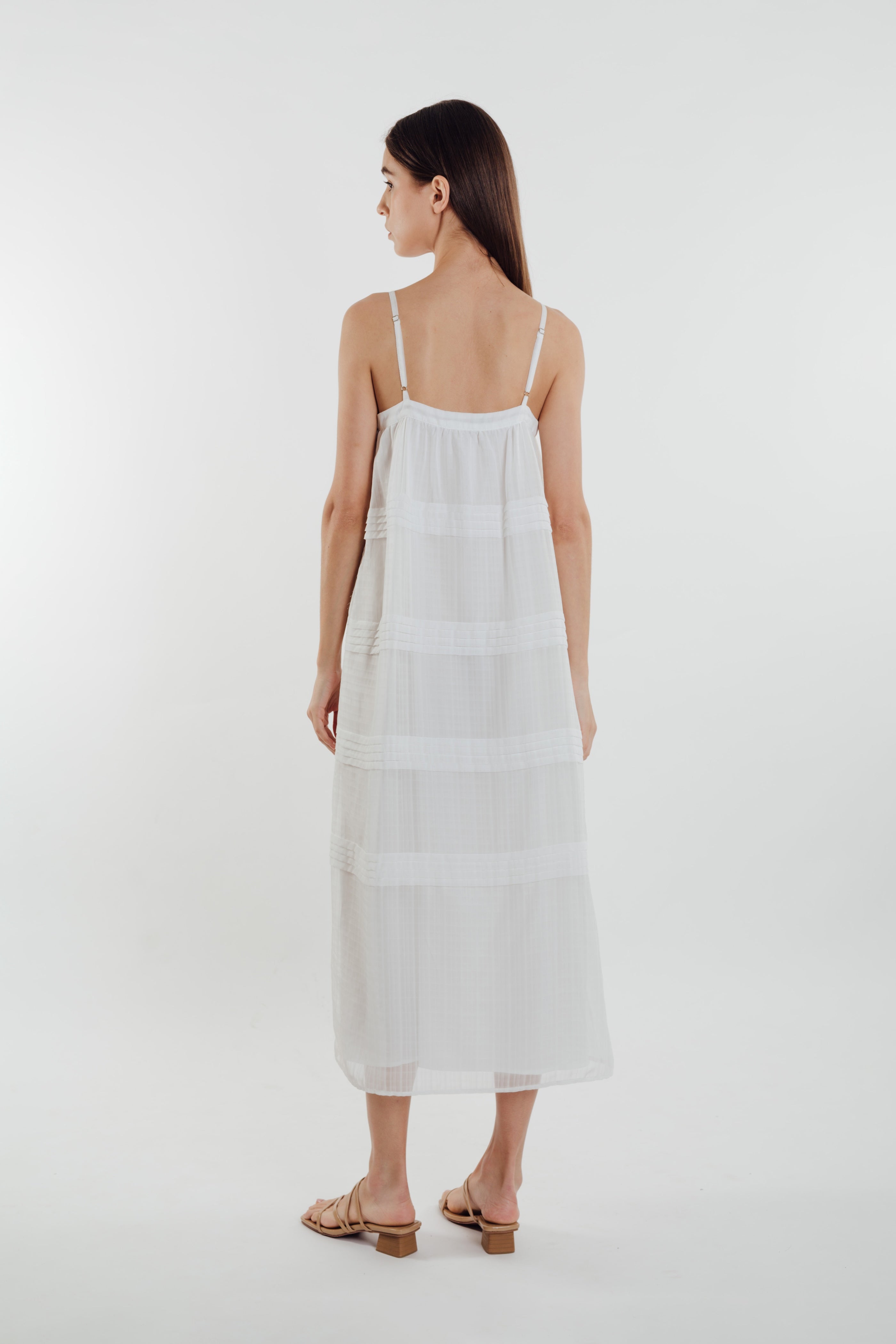 Panelled Midi Dress in White