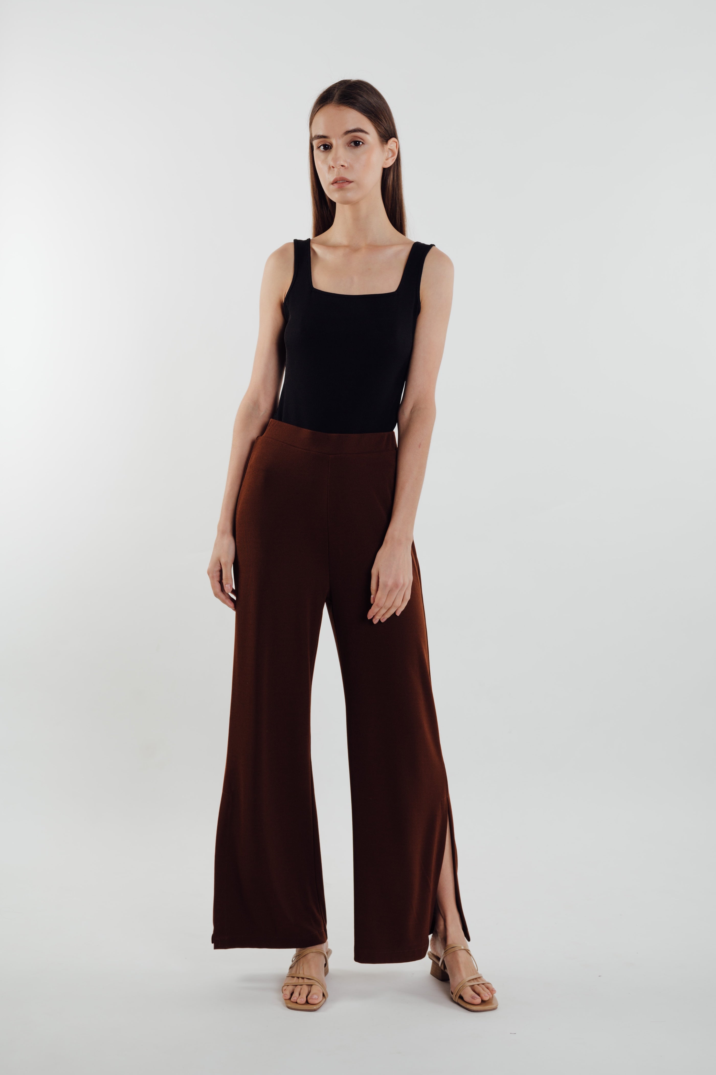 Textured Ribbed Knit Tank in Black