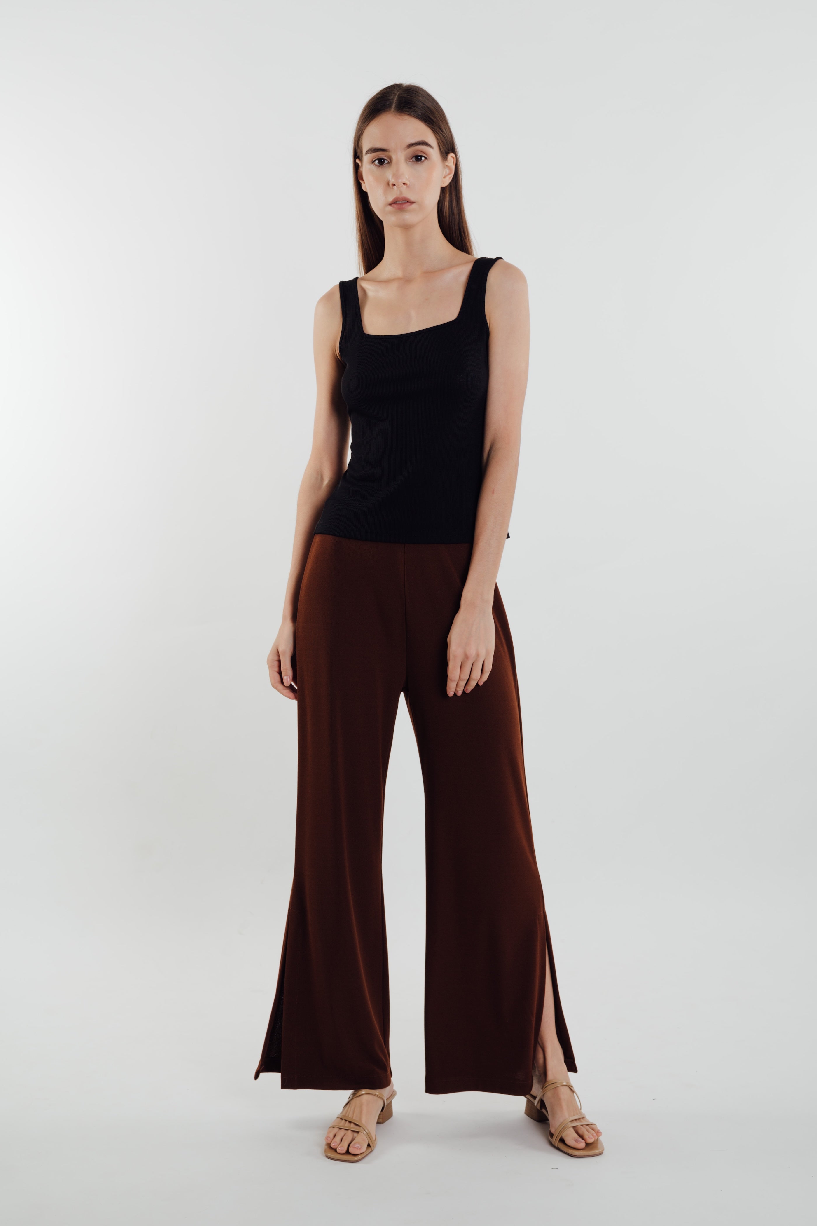 Textured Ribbed Knit Tank in Black