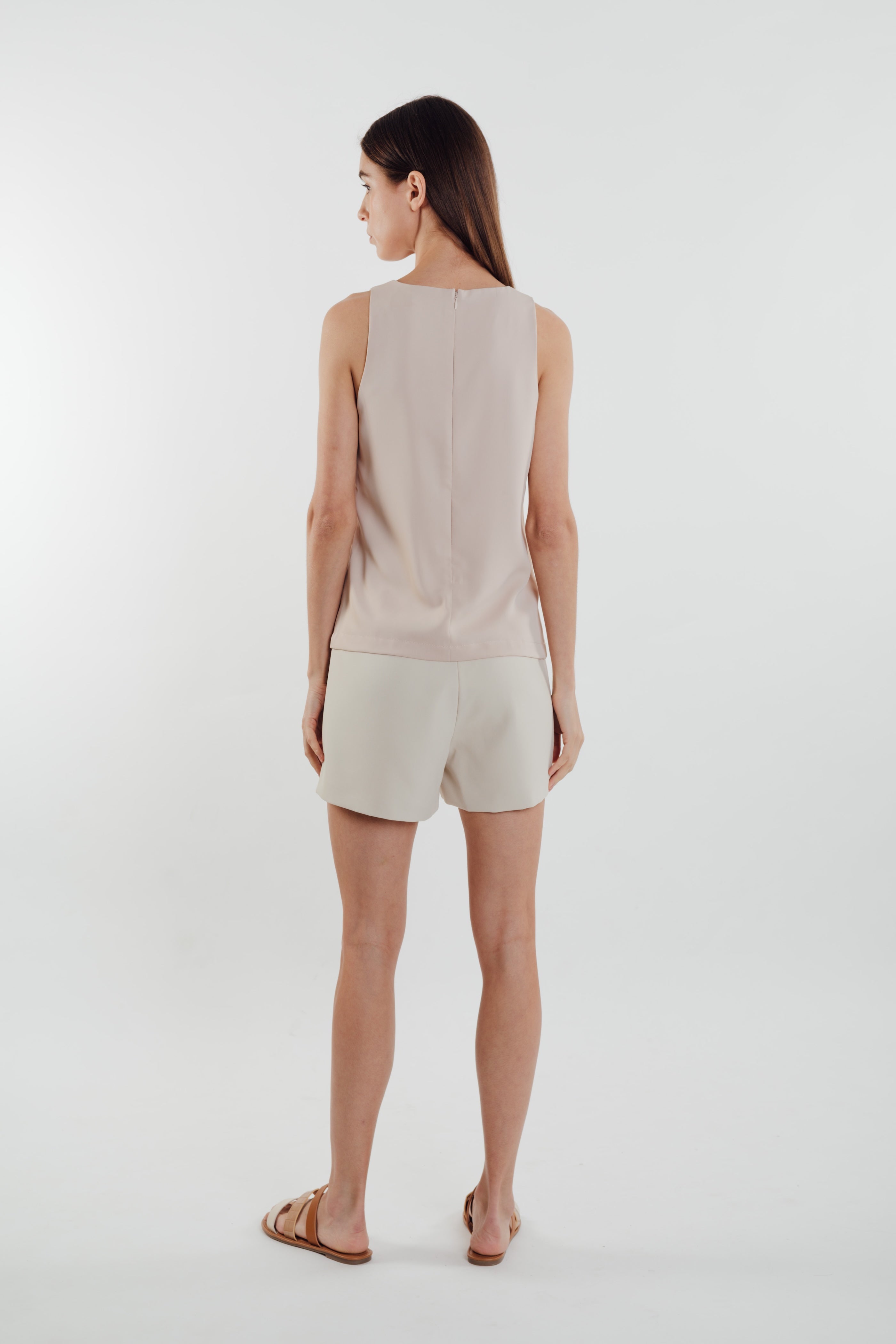 Front Stitchline Tank Top in Pale Rose