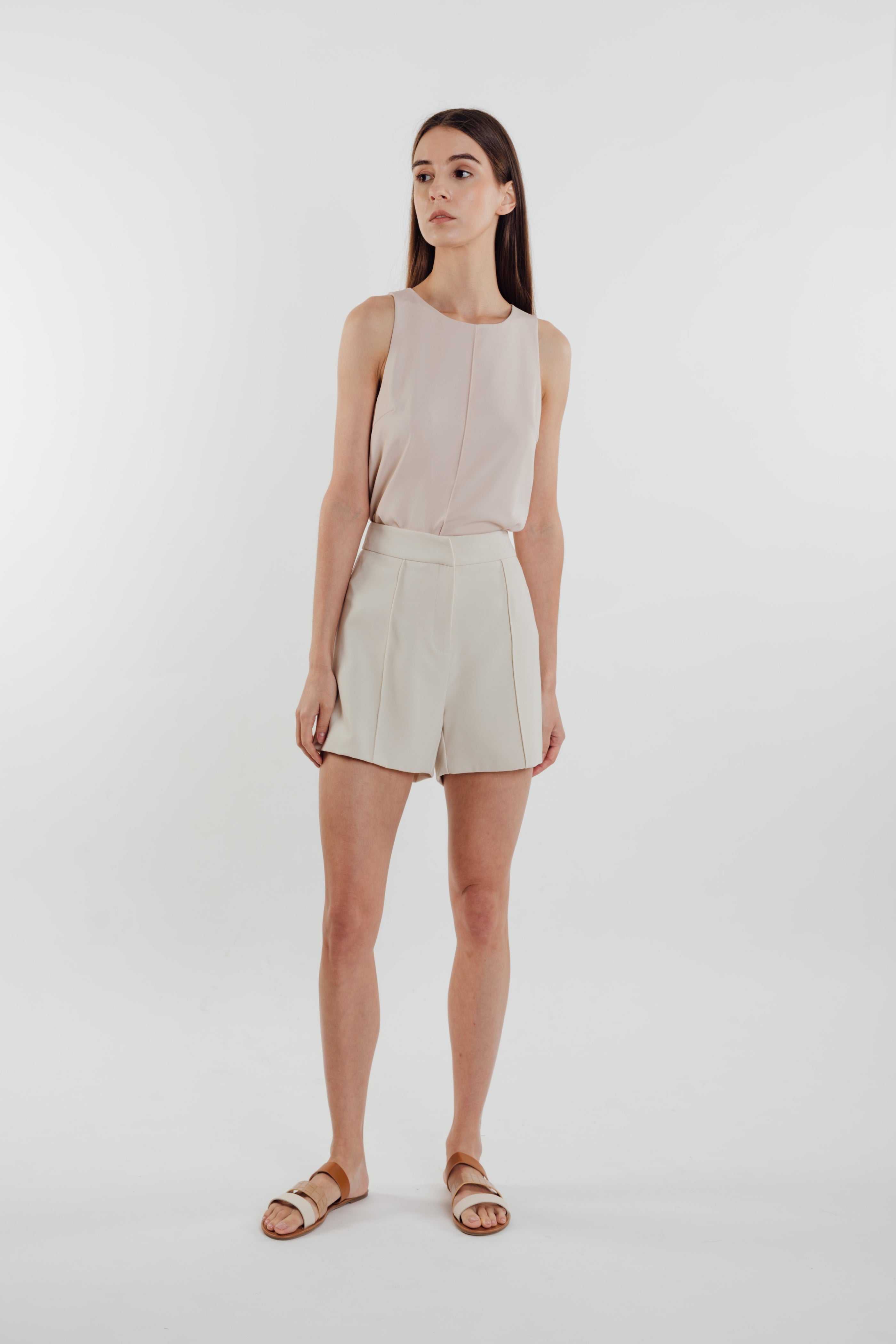 Front Stitchline Tank Top in Pale Rose