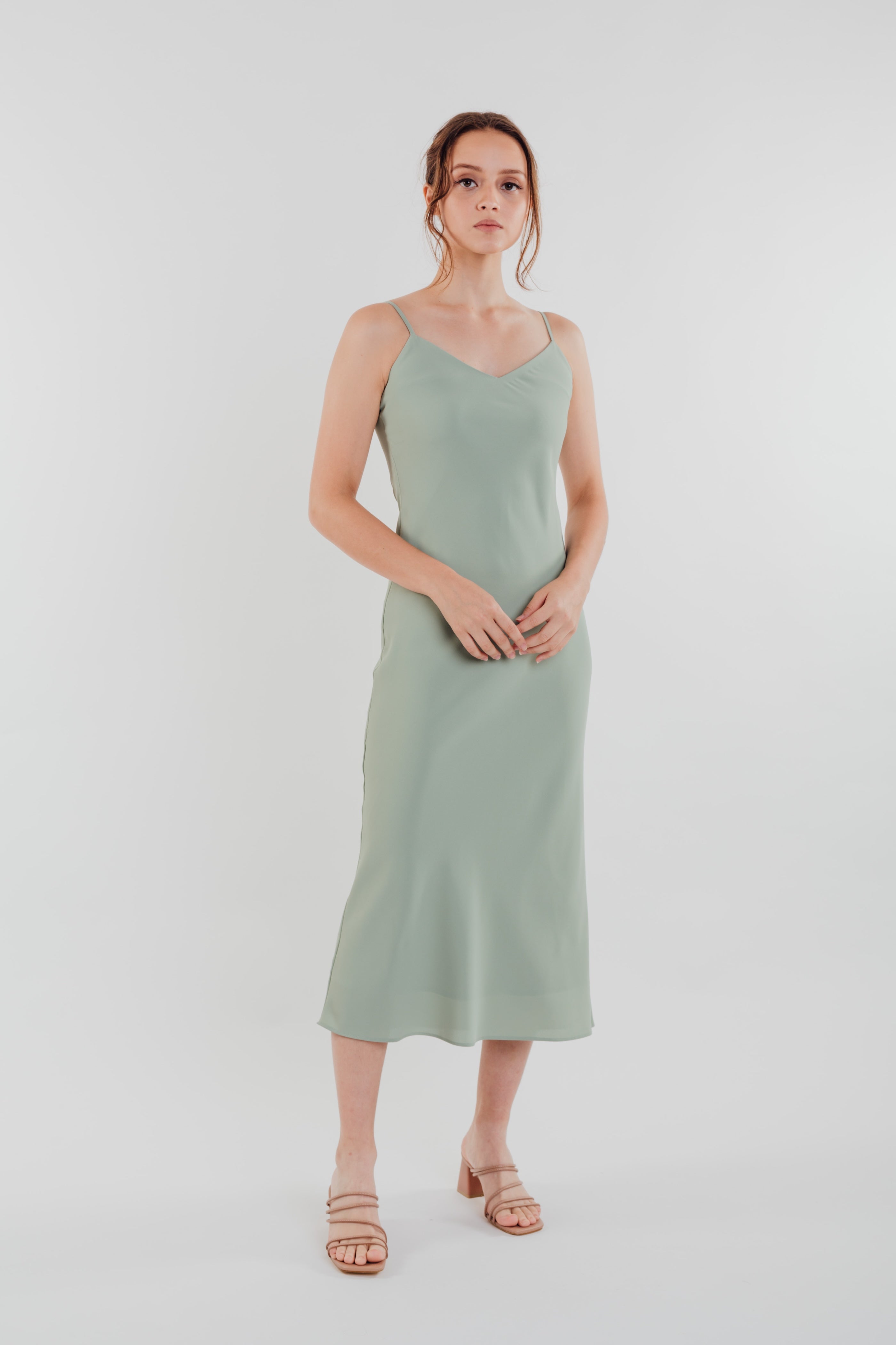 V Neck Slip Dress in Pistachio