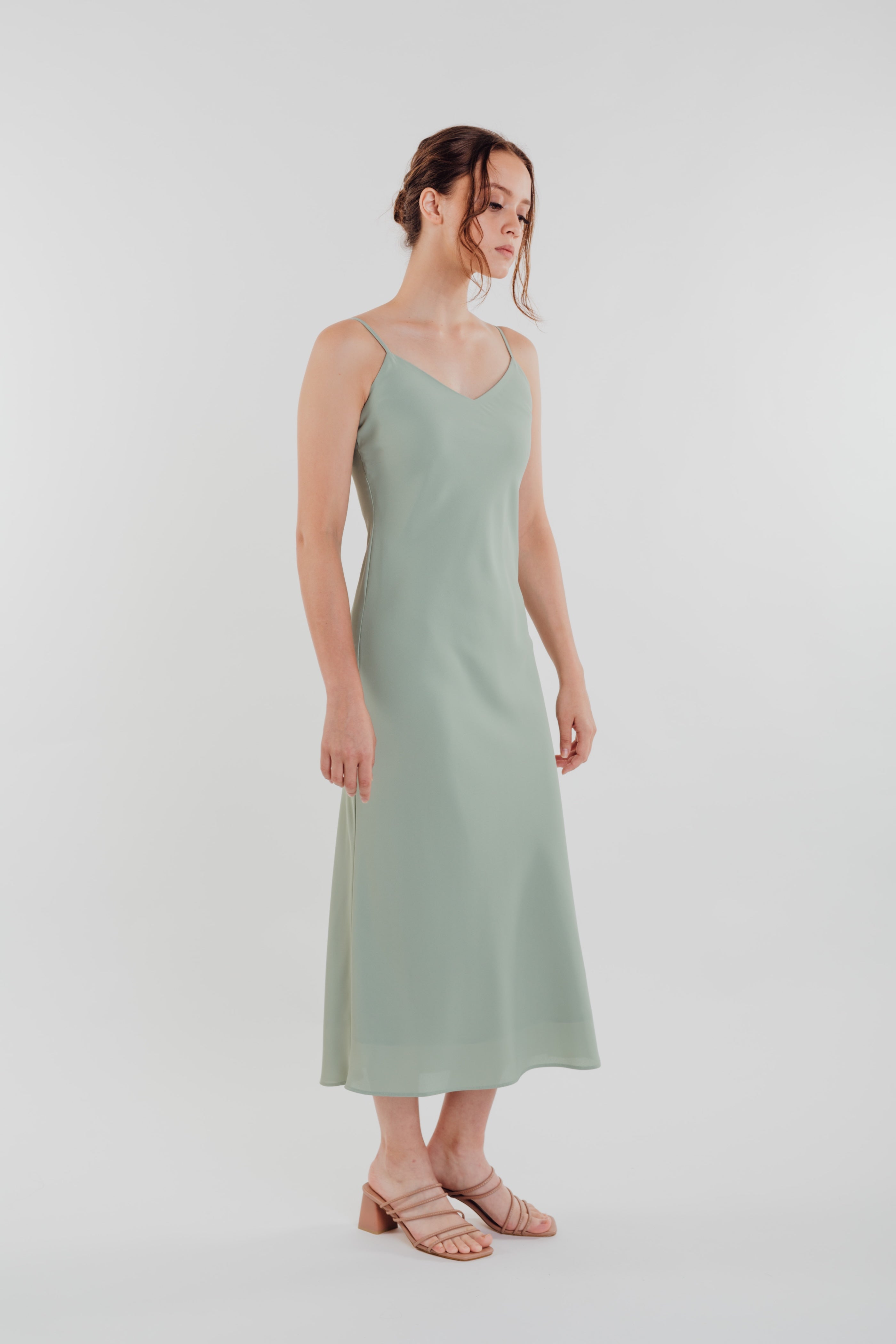 V Neck Slip Dress in Pistachio