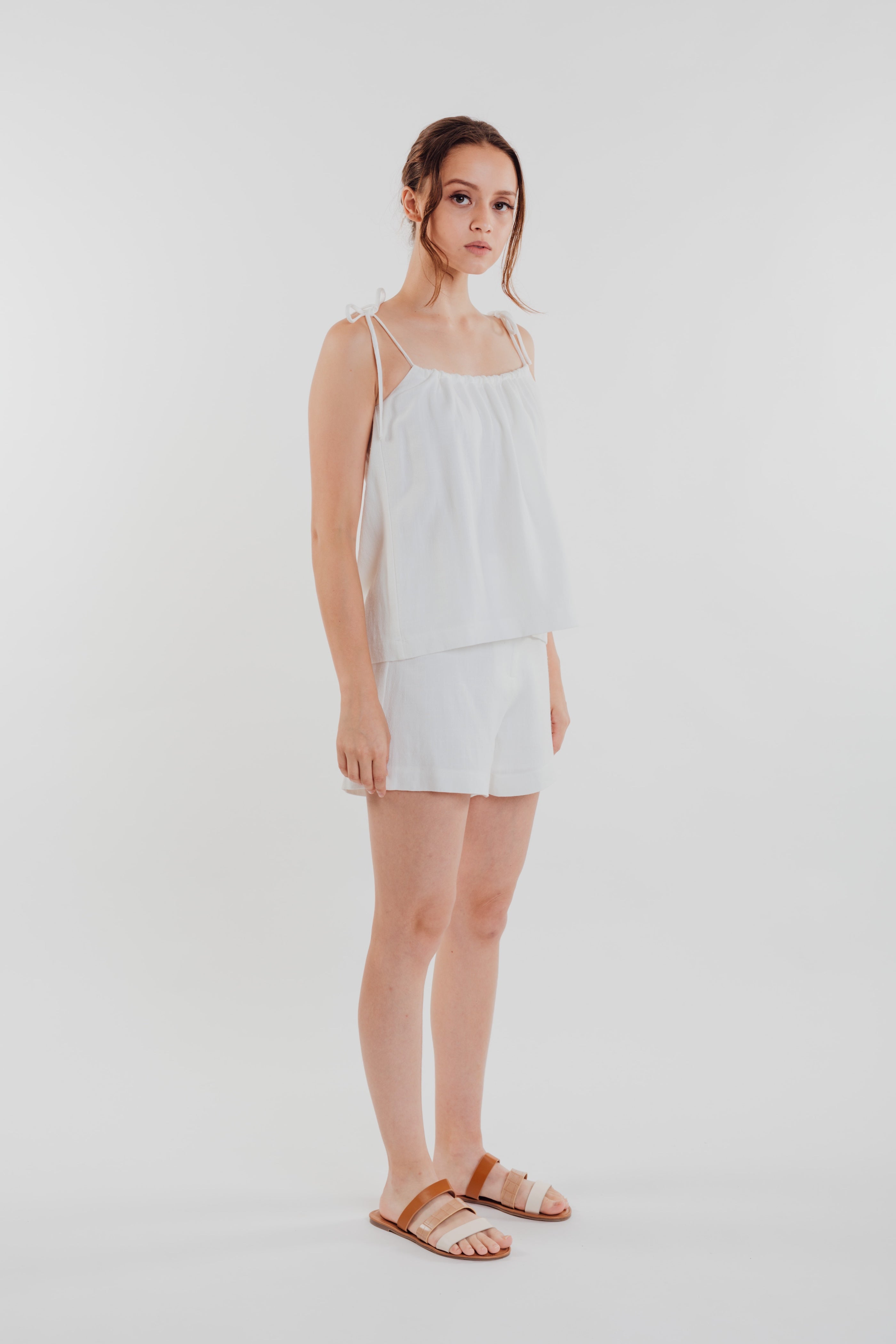 Linen Strap Top in Oatmeal