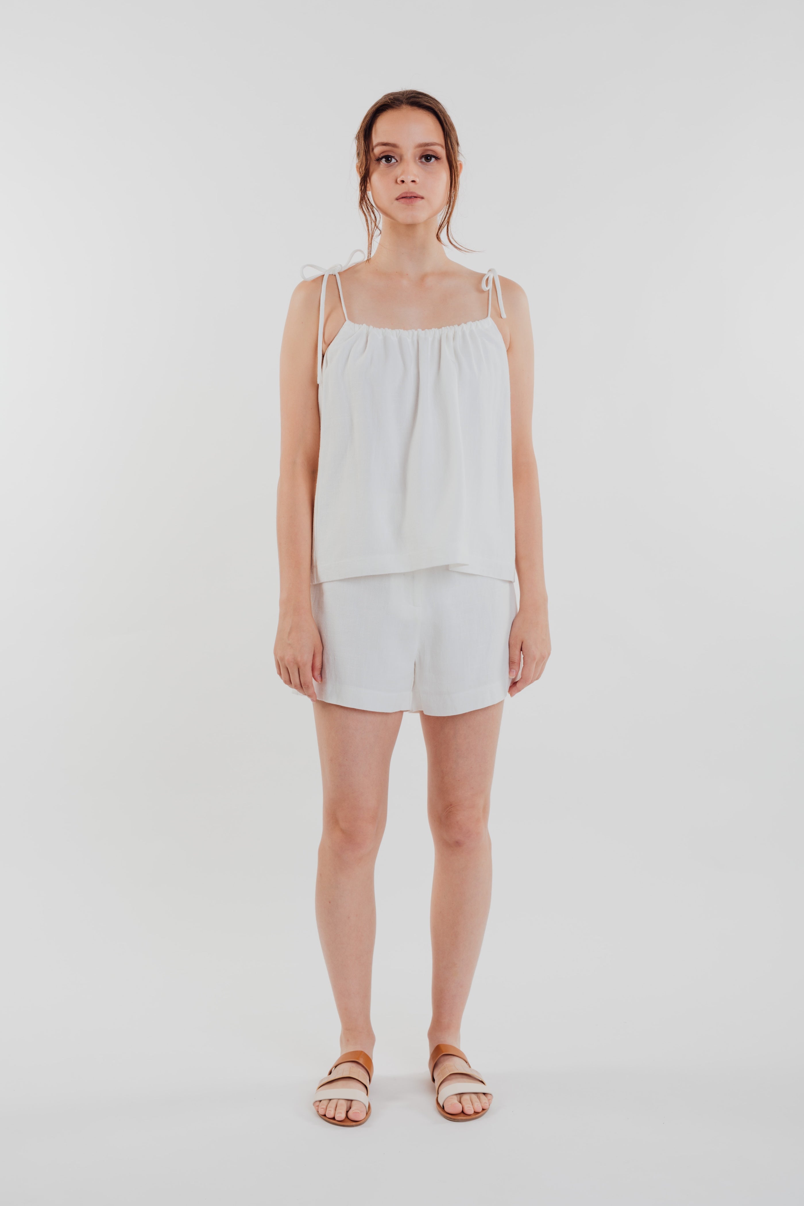 Linen Strap Top in Oatmeal