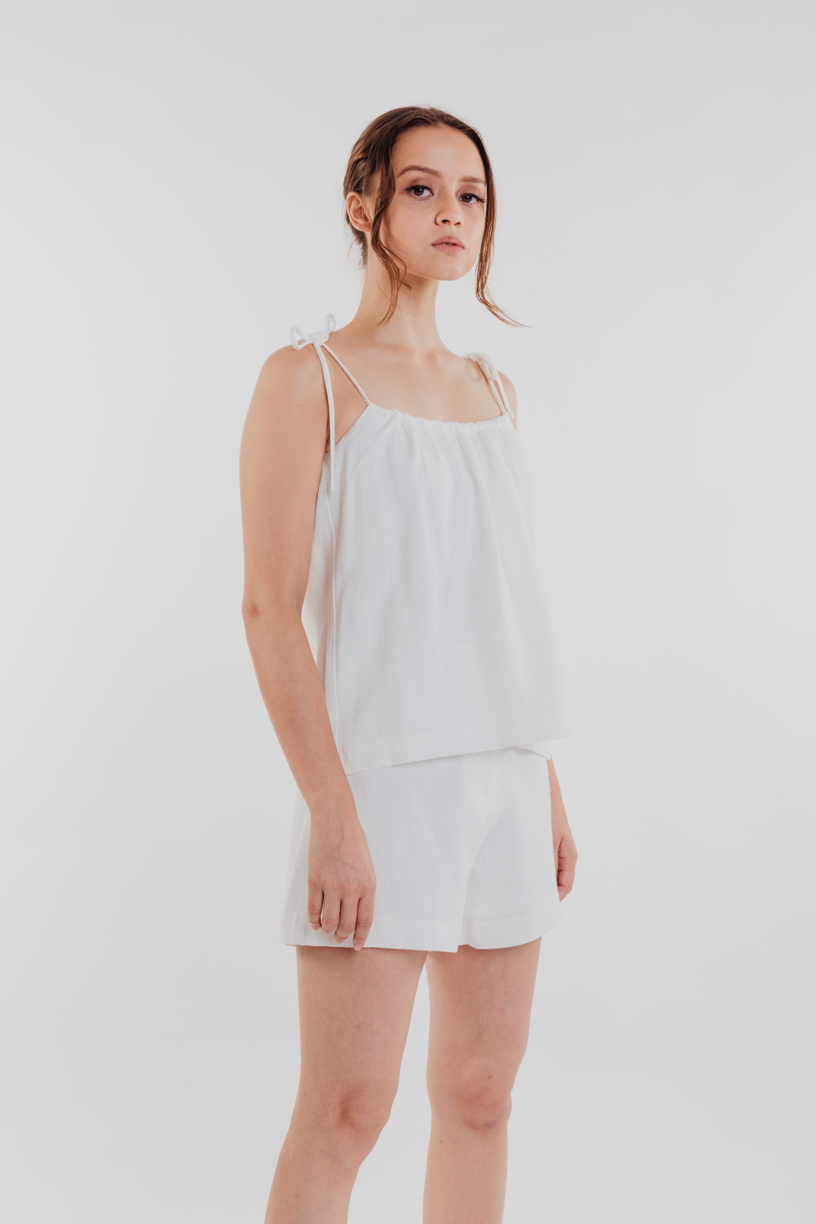 Linen Strap Top in Oatmeal