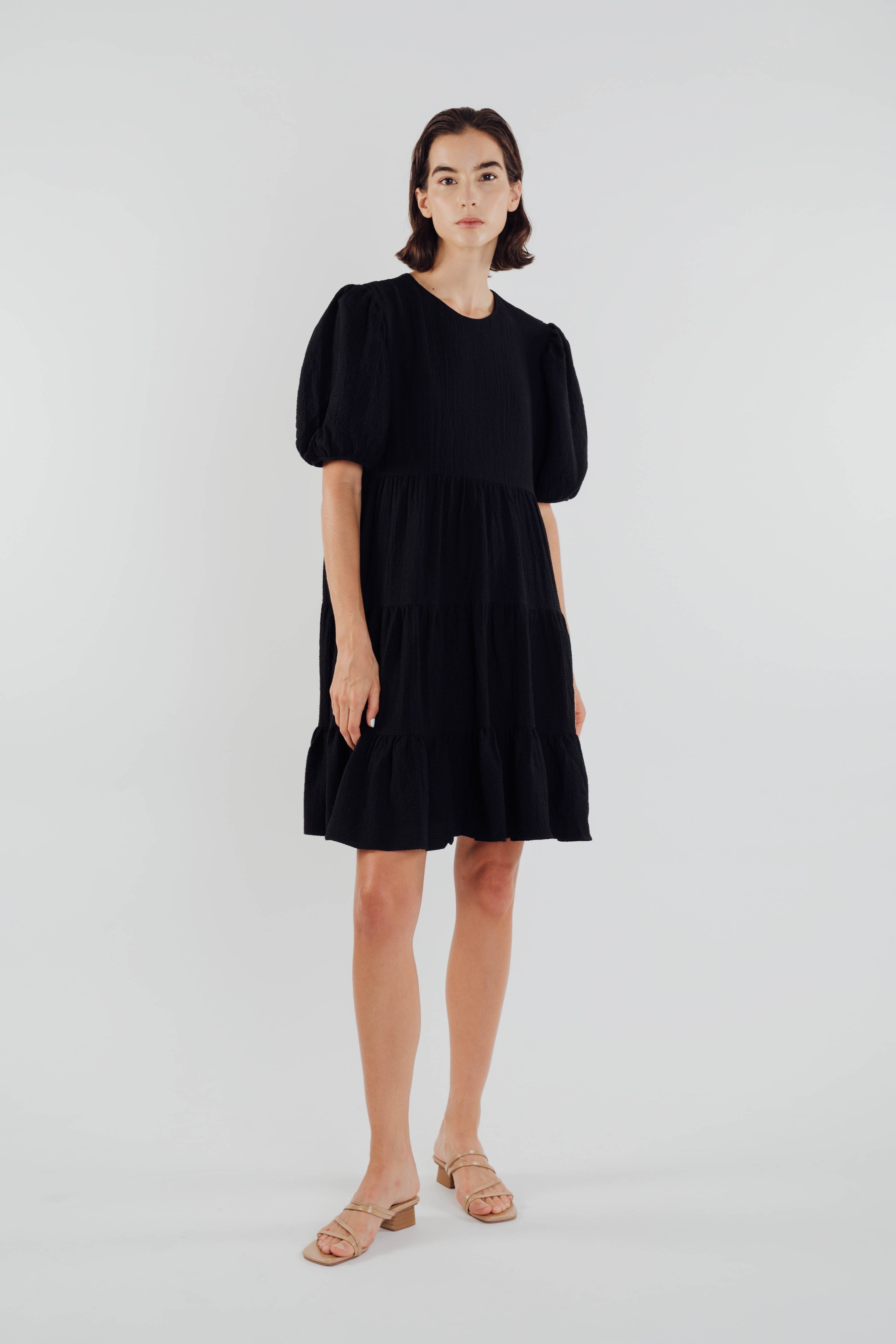 Textured Mini Dress in Black