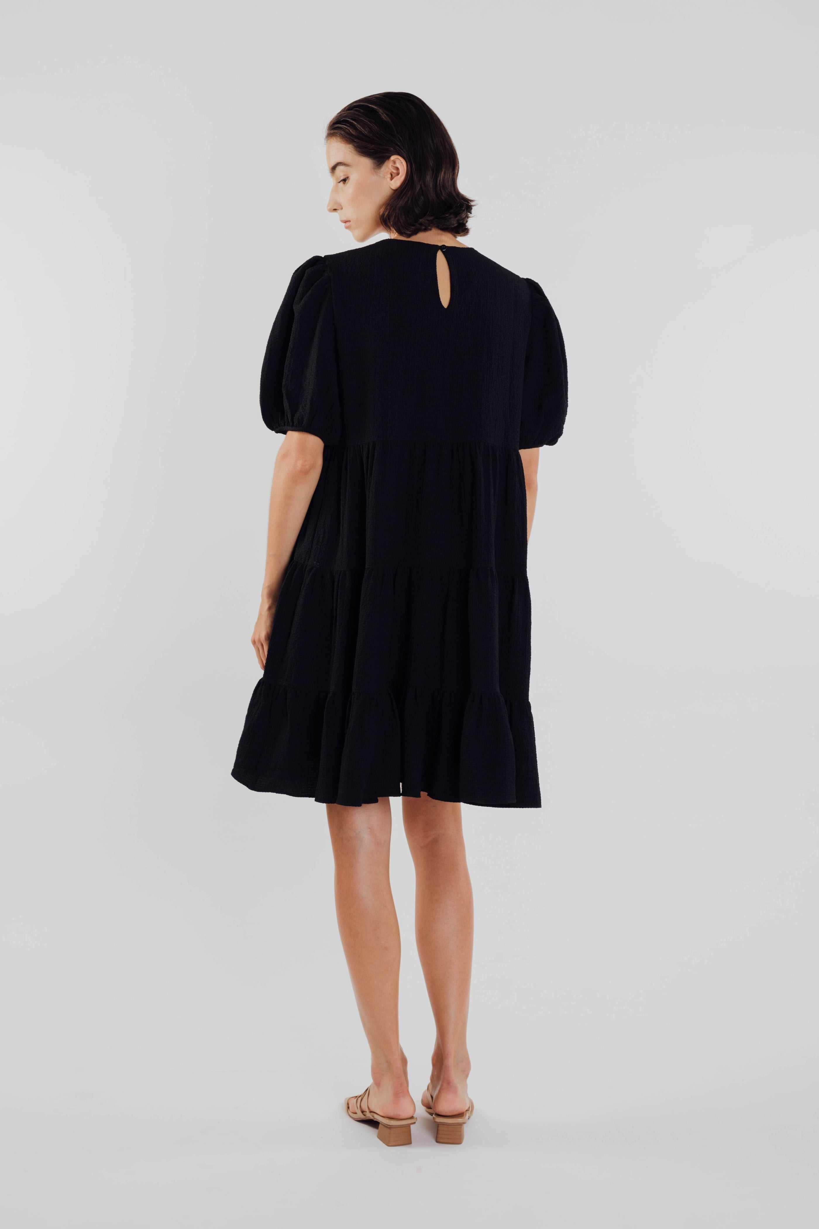 Textured Mini Dress in Black