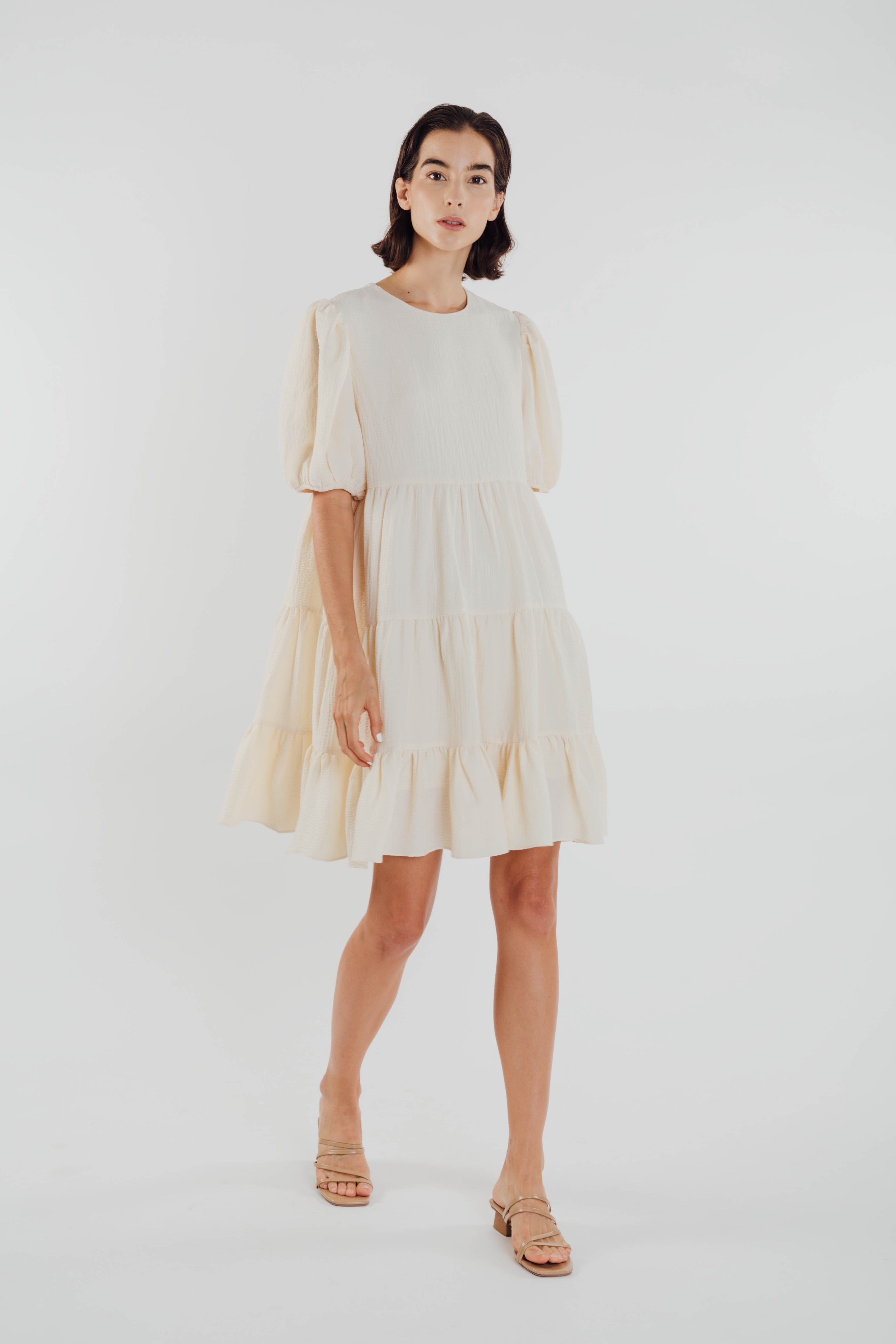 Textured Mini Dress in Oatmeal
