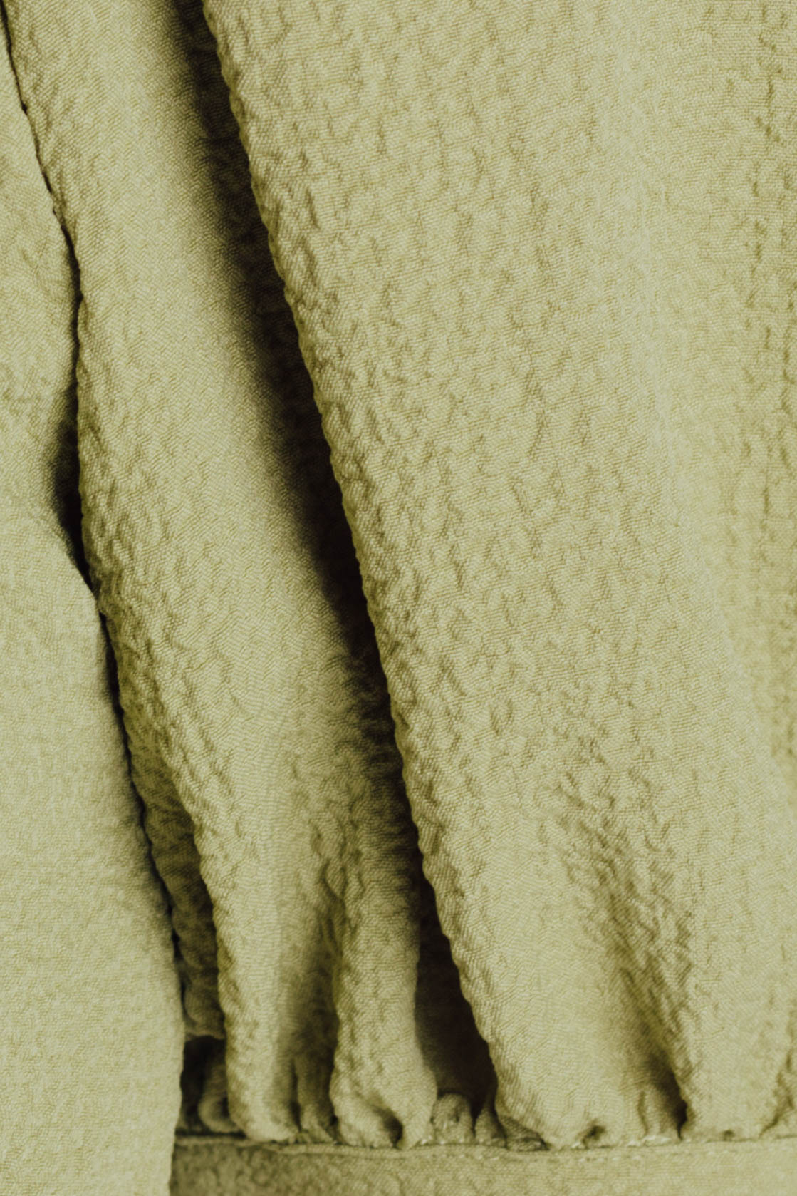 Puffed Sleeved Textured Top in Olive (Sale)