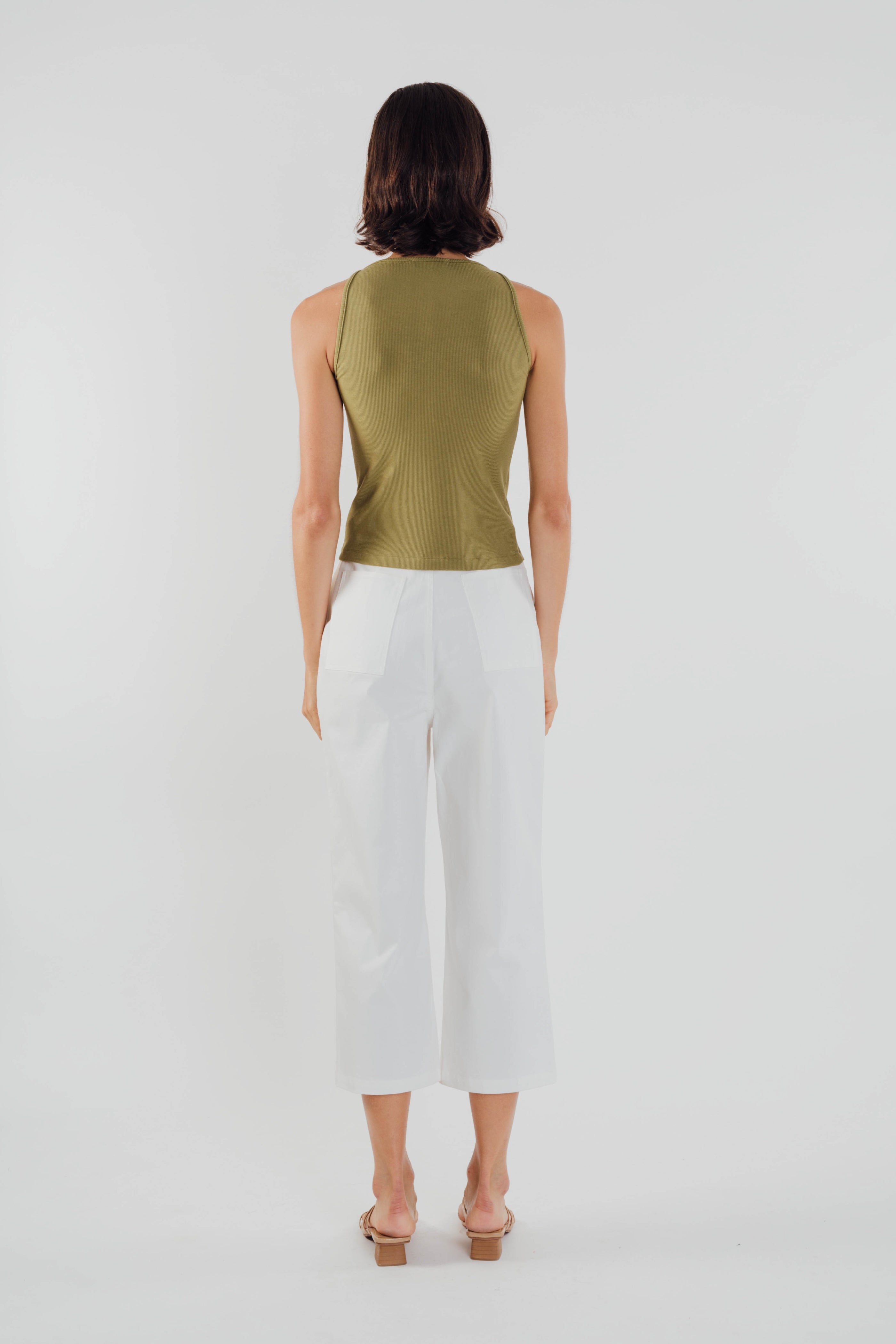 Boat Neck Knit Top in Olive