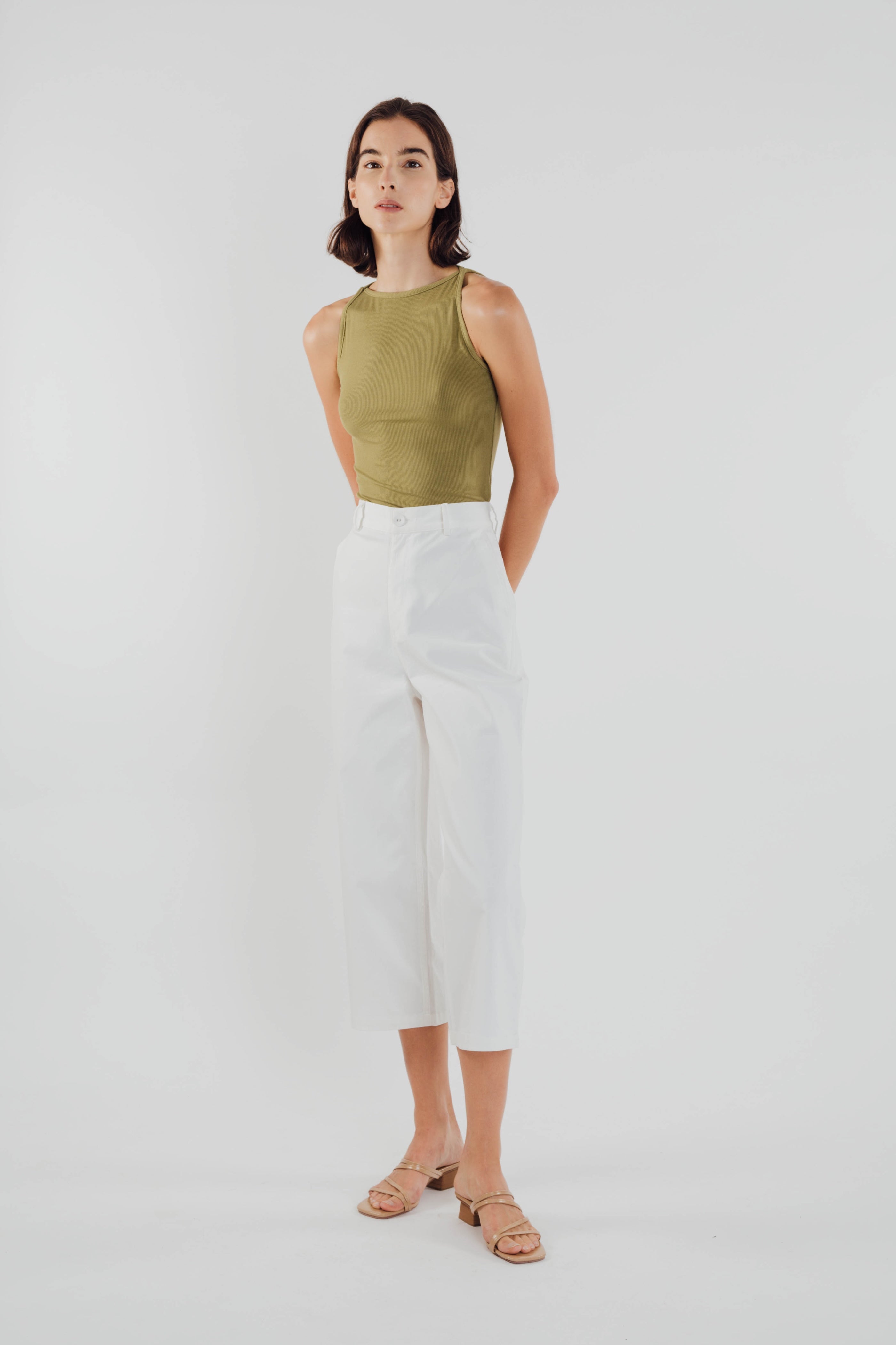 Boat Neck Knit Top in Olive