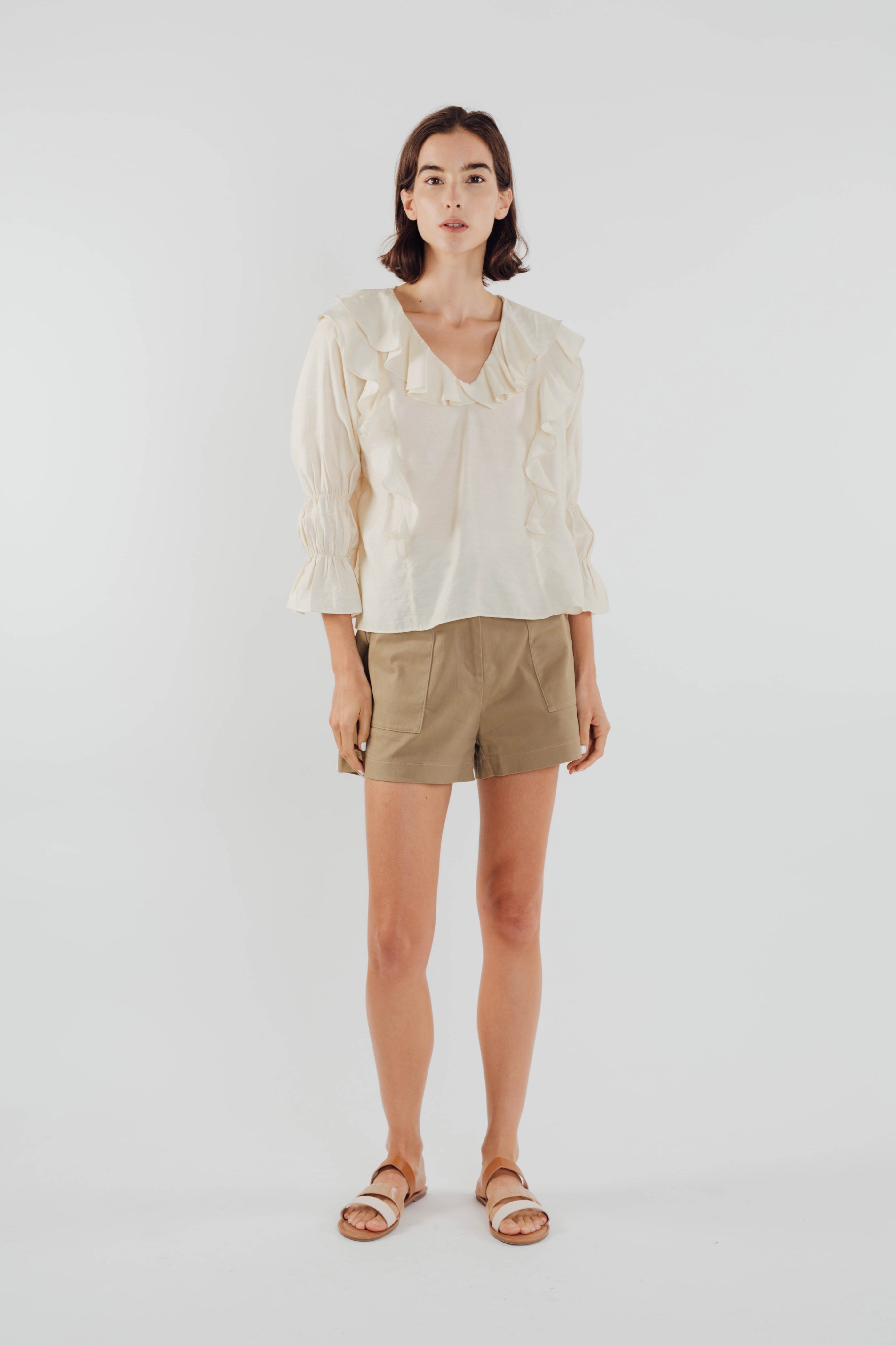 Frilled Top in Ecru (Sale)