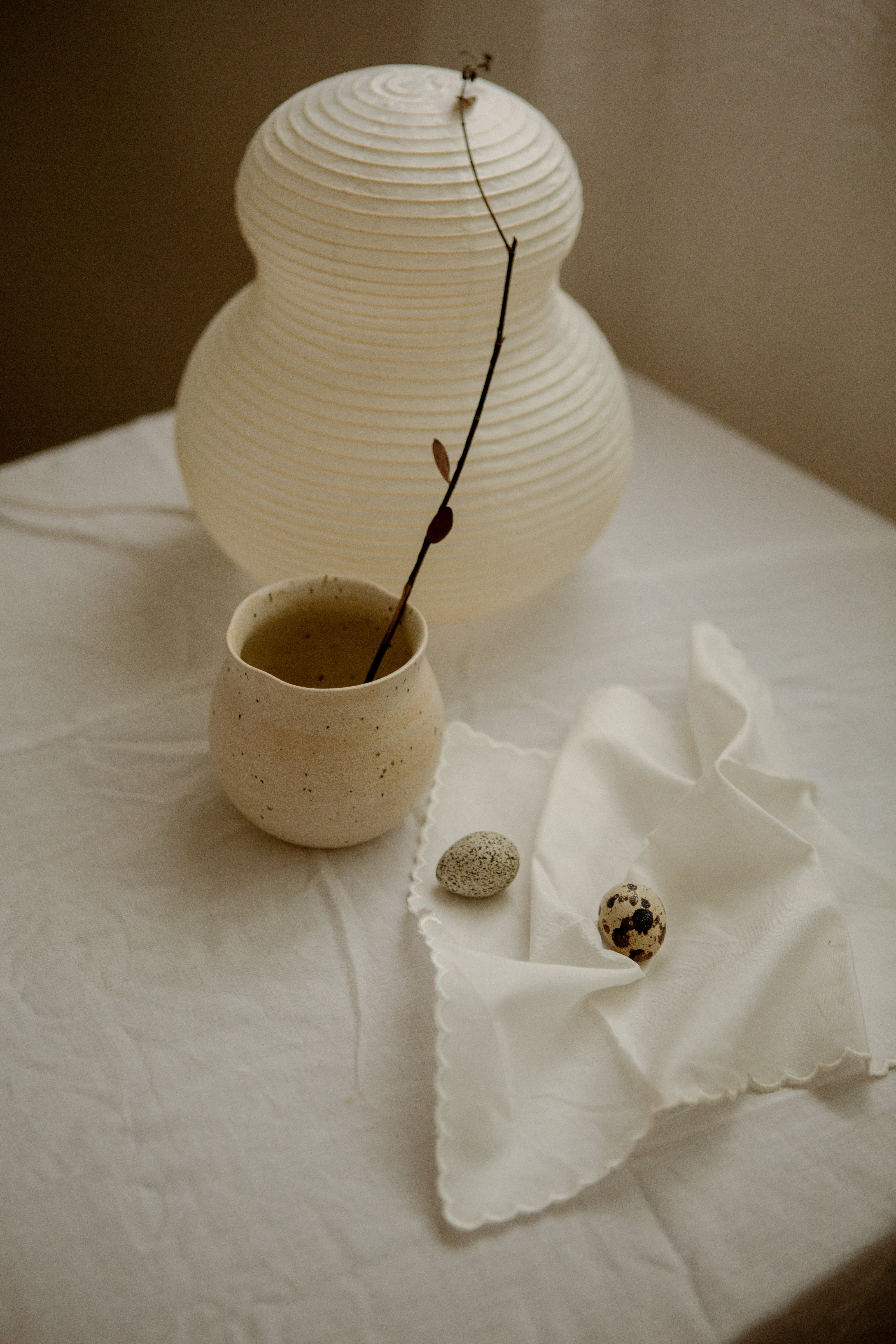 Bell-bottomed Cup with Organic Rim in Sandstone