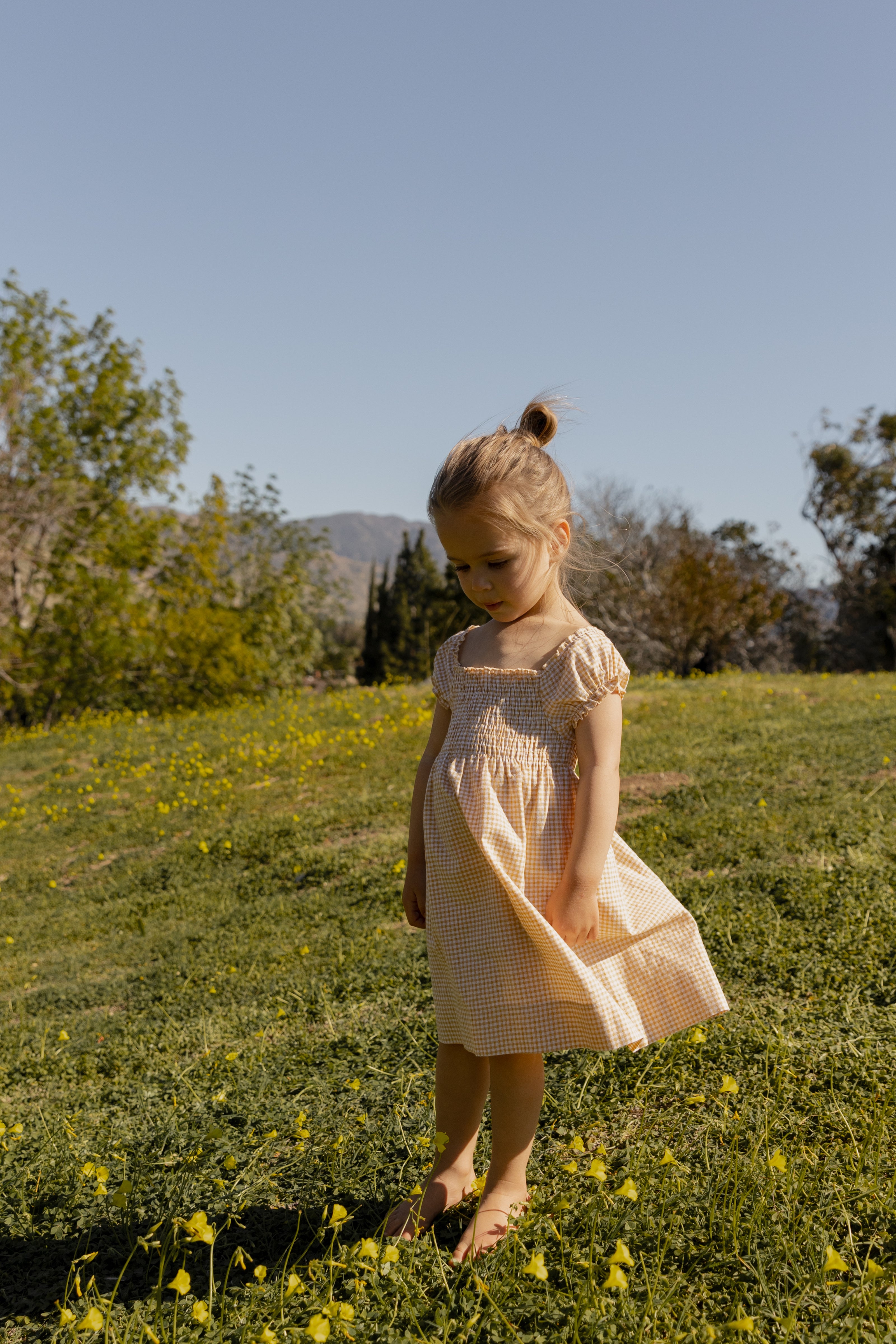 Mini Gingham Dress in Yellow