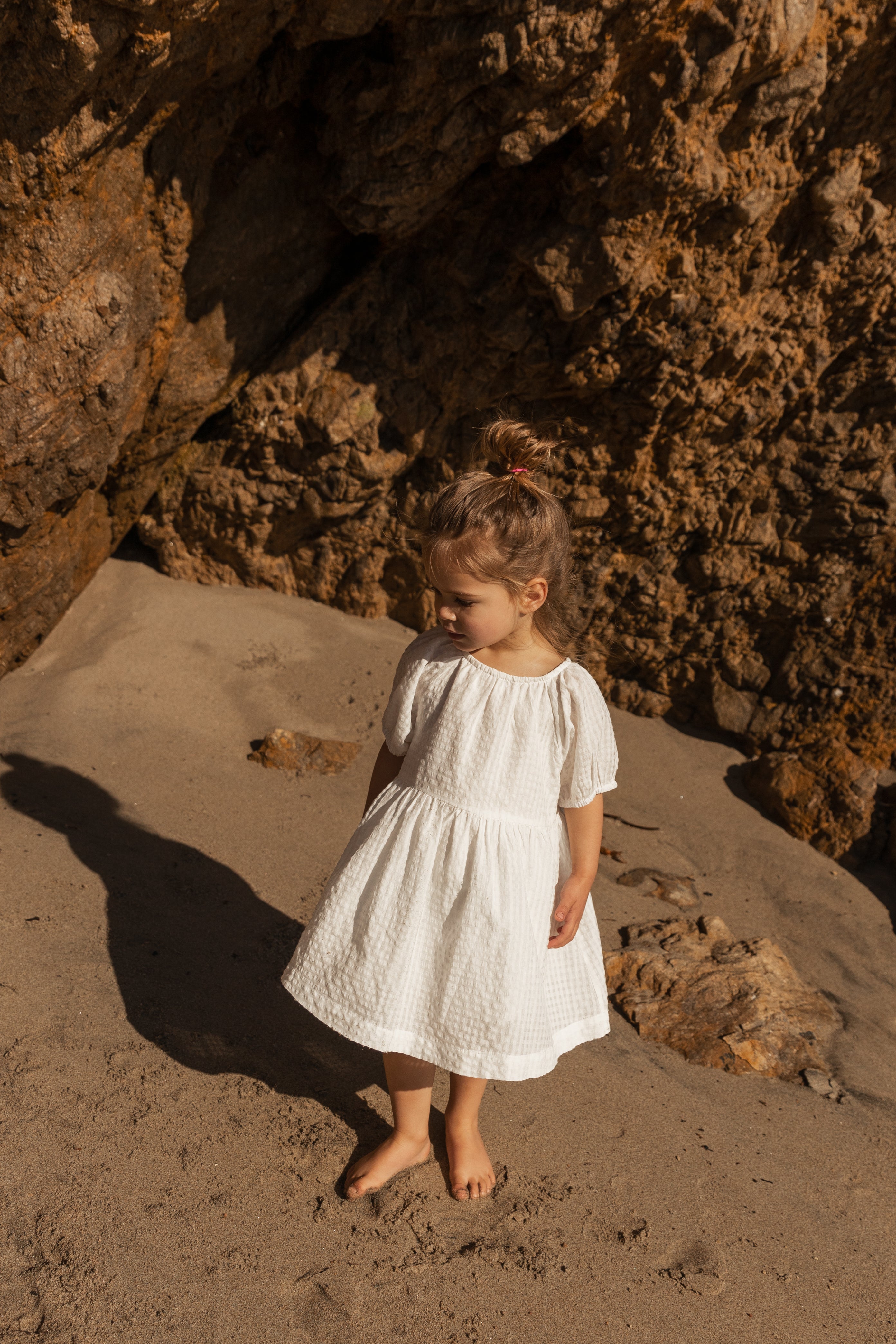 Mini Puffed Sleeved Dress in White