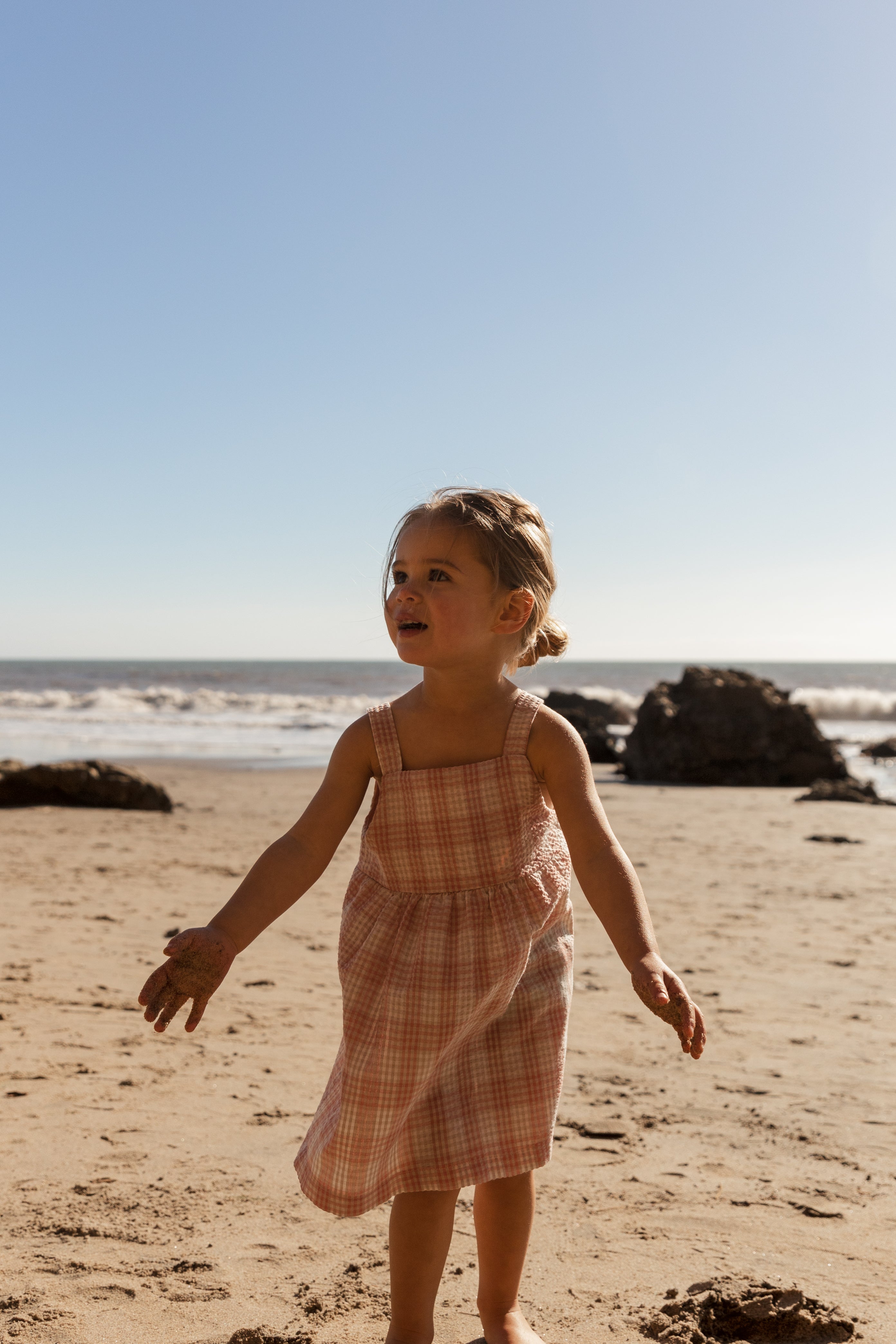 Mini Seersucker Sleeveless Dress in Shell Pink