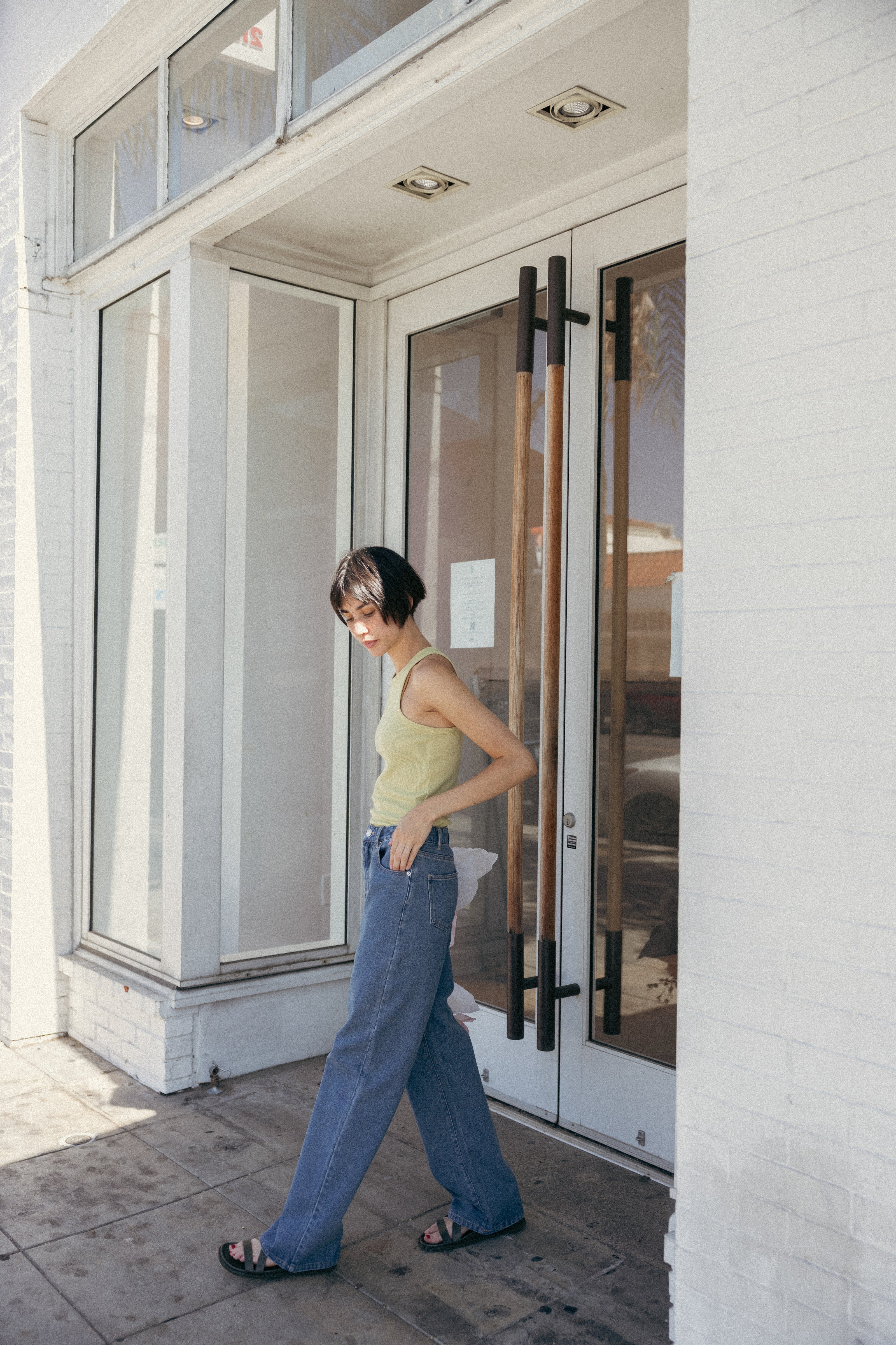 Curved Rib Tank in Light Moss