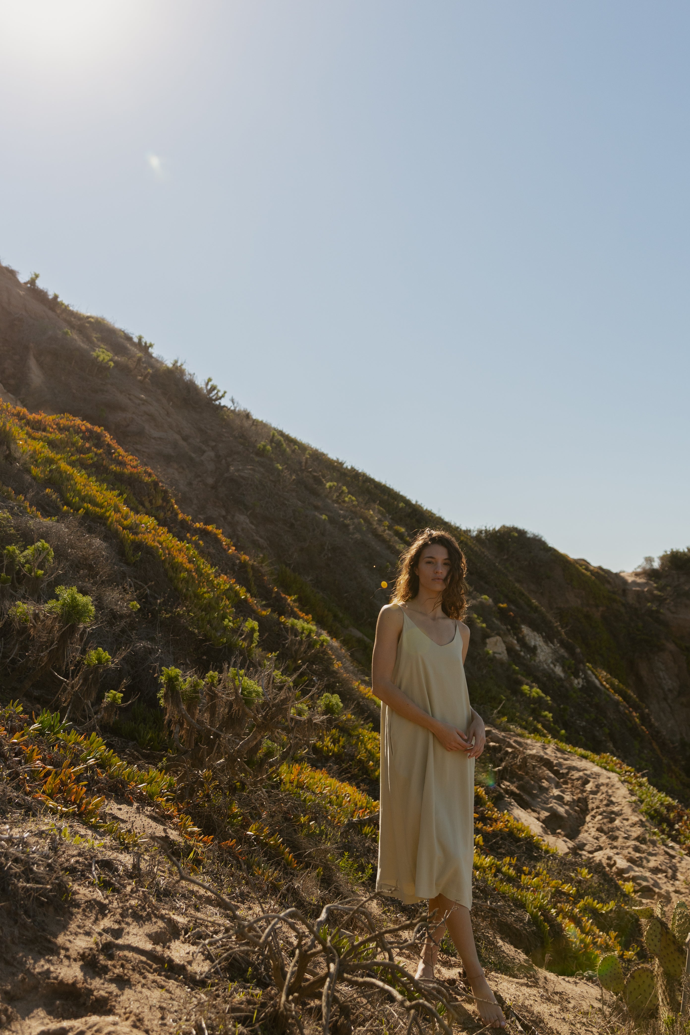 STUDIOS Linen Slip Dress in Sea Mist